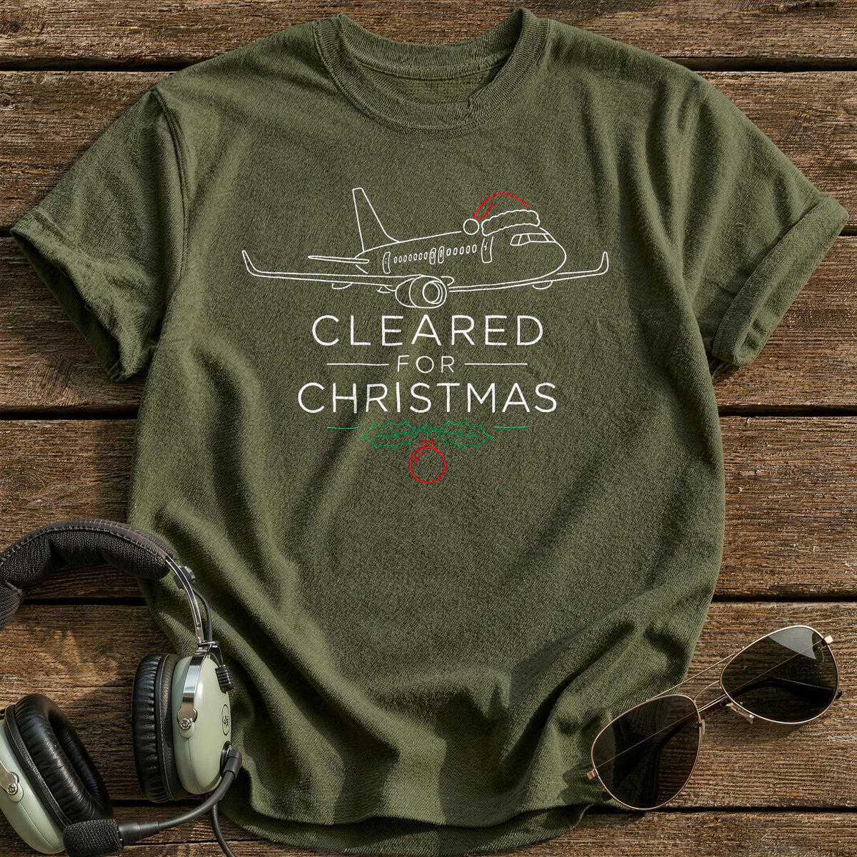 Cleared For Christmas 42 T-Shirt - Military Green