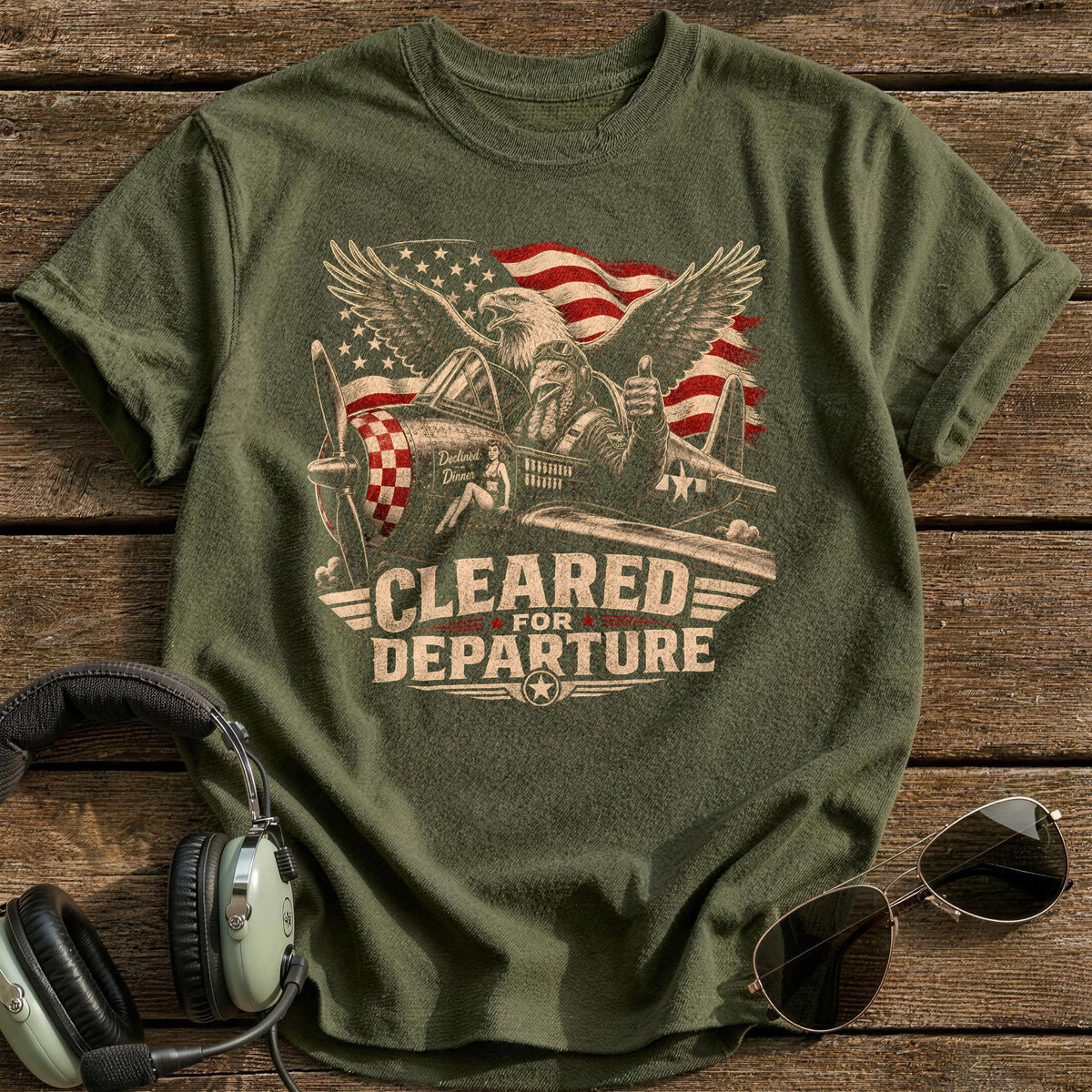 Cleared For Departure Declined Dinner 10 T-Shirt - Military Green