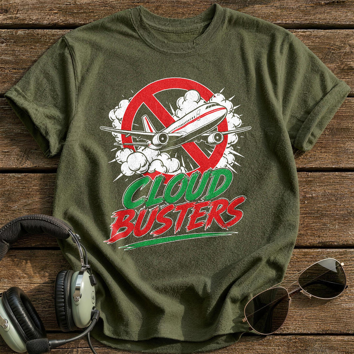 Cloud Busters T-Shirt - Military Green
