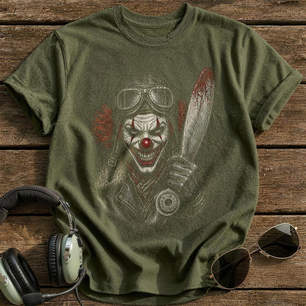 Clown Etched 48 T-Shirt - Military Green