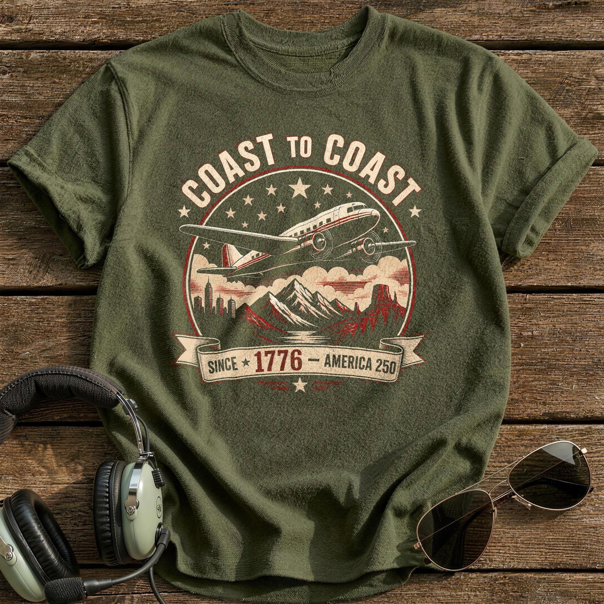 Coast To Coast Since 1776 T-Shirt - Military Green