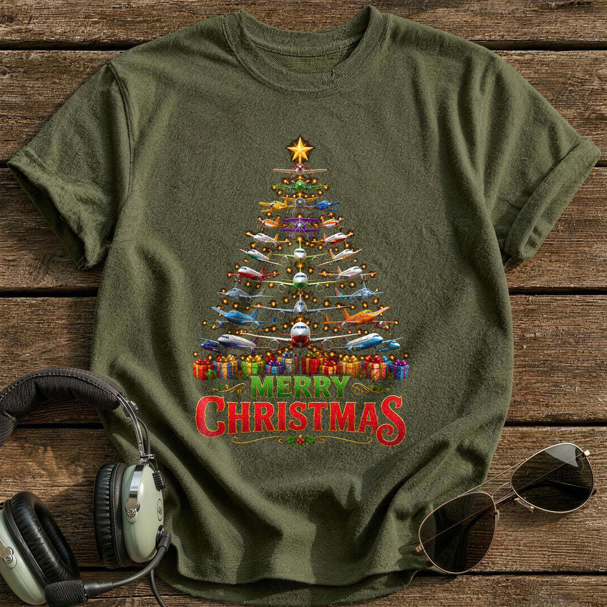 Colourful Plane Tree 74 T-Shirt - Military Green