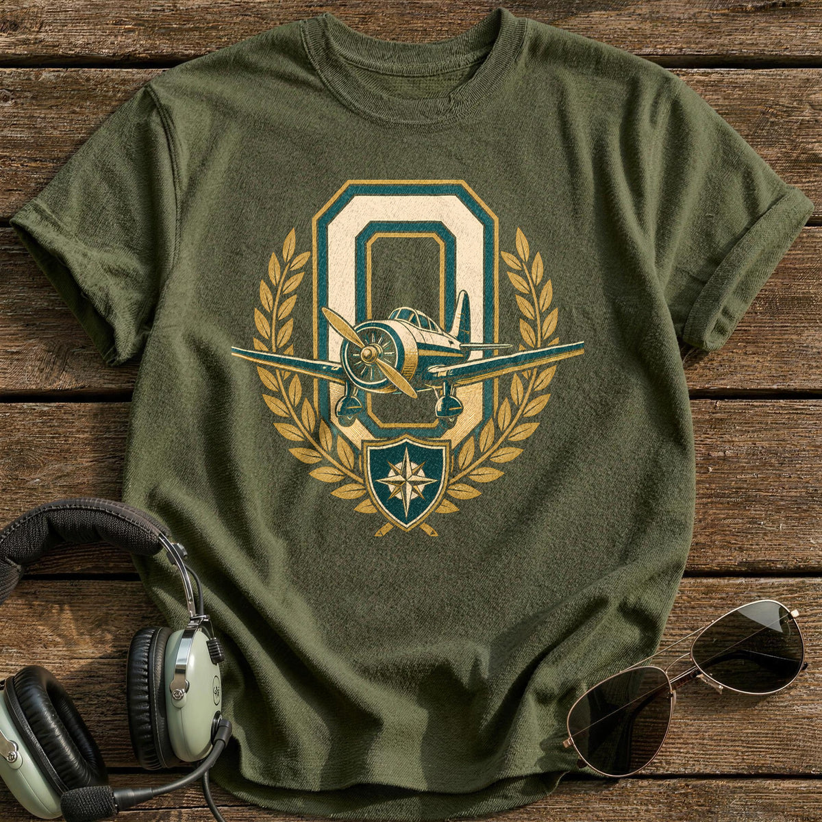Compass Rose Authority T-Shirt - Military Green