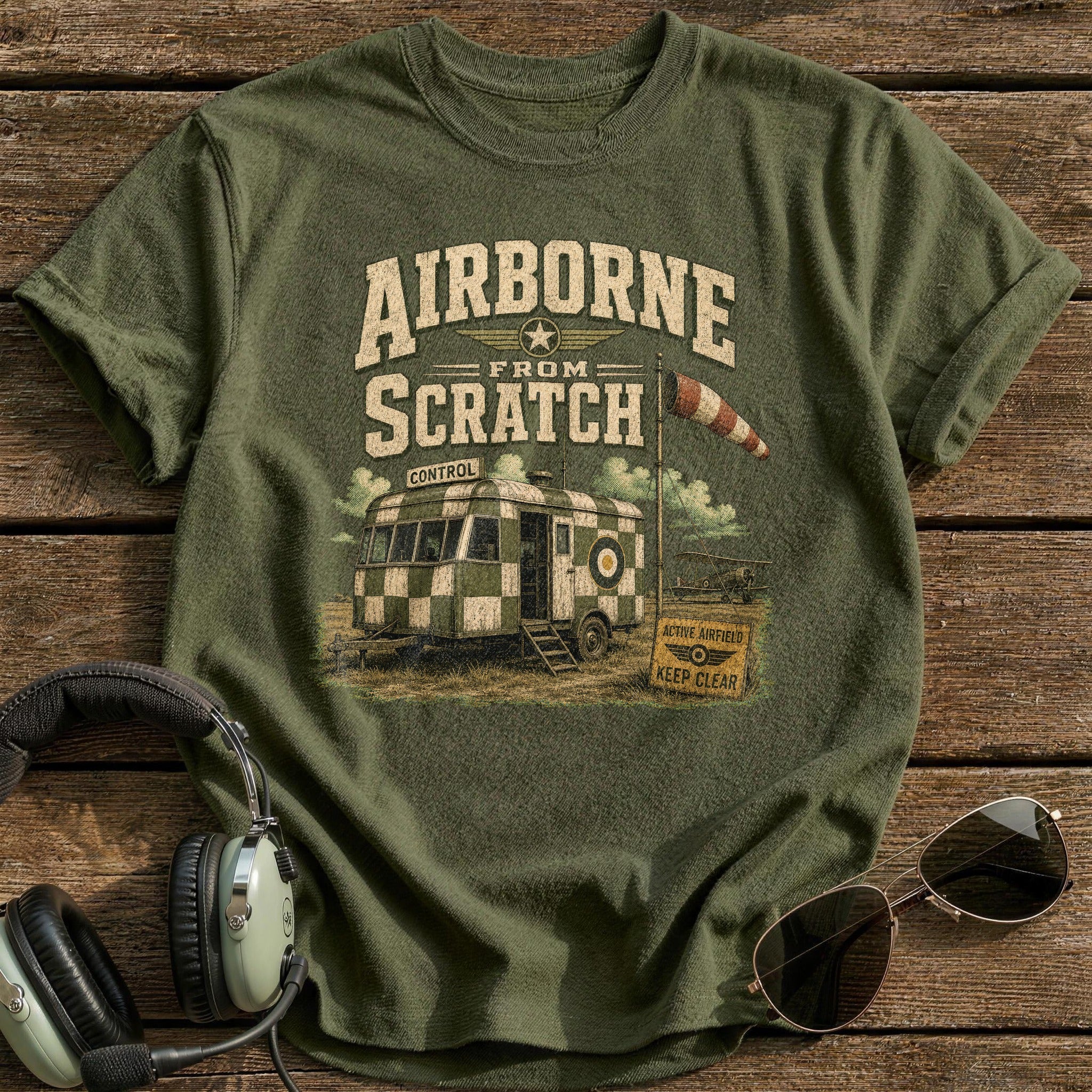 Control Tower Start T-Shirt - Military Green