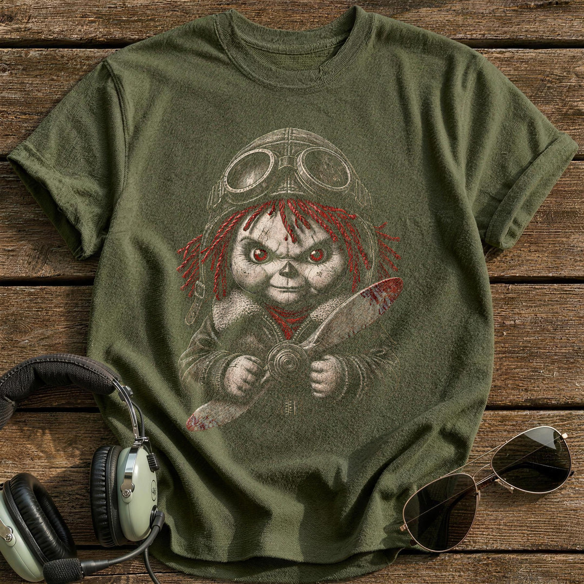 Doll Etched 73 T-Shirt - Military Green
