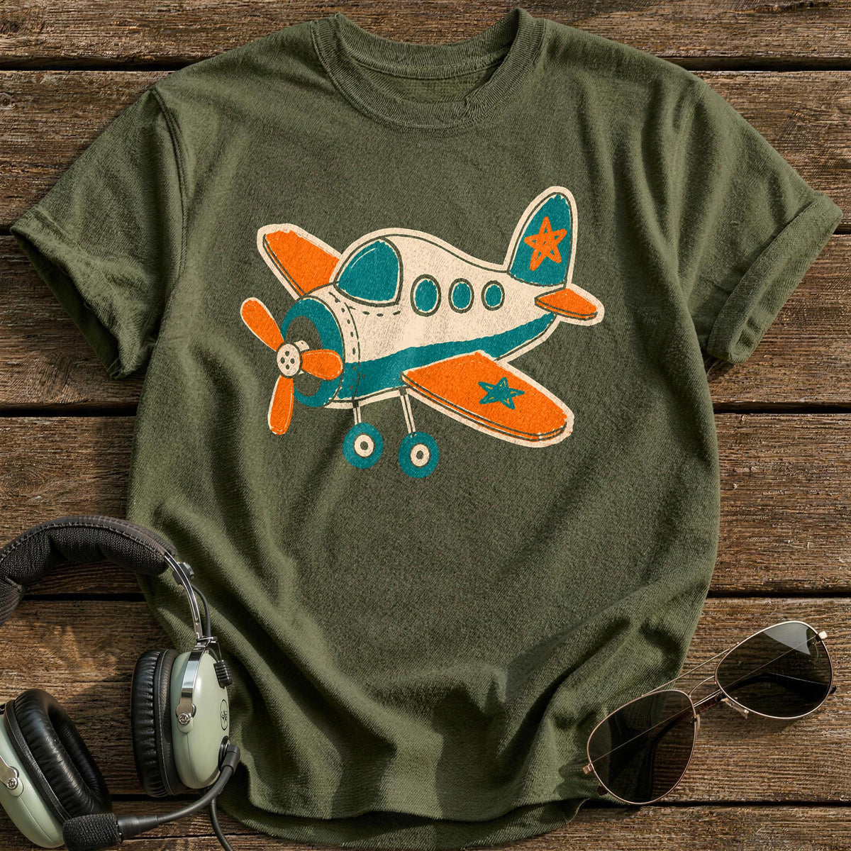Doodle Squadron T-Shirt - Military Green