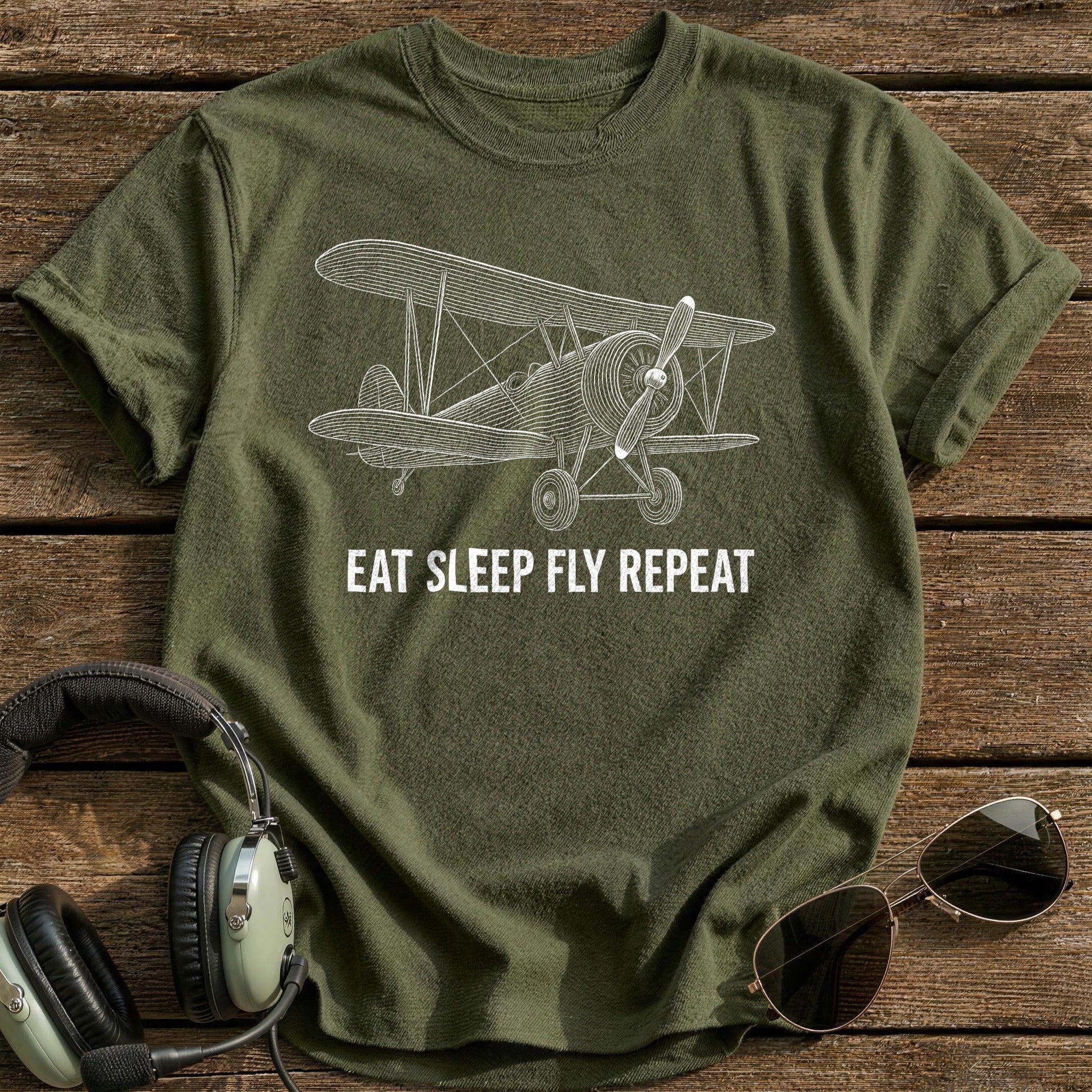 Eat Sleep Fly 35 T-Shirt - Military Green