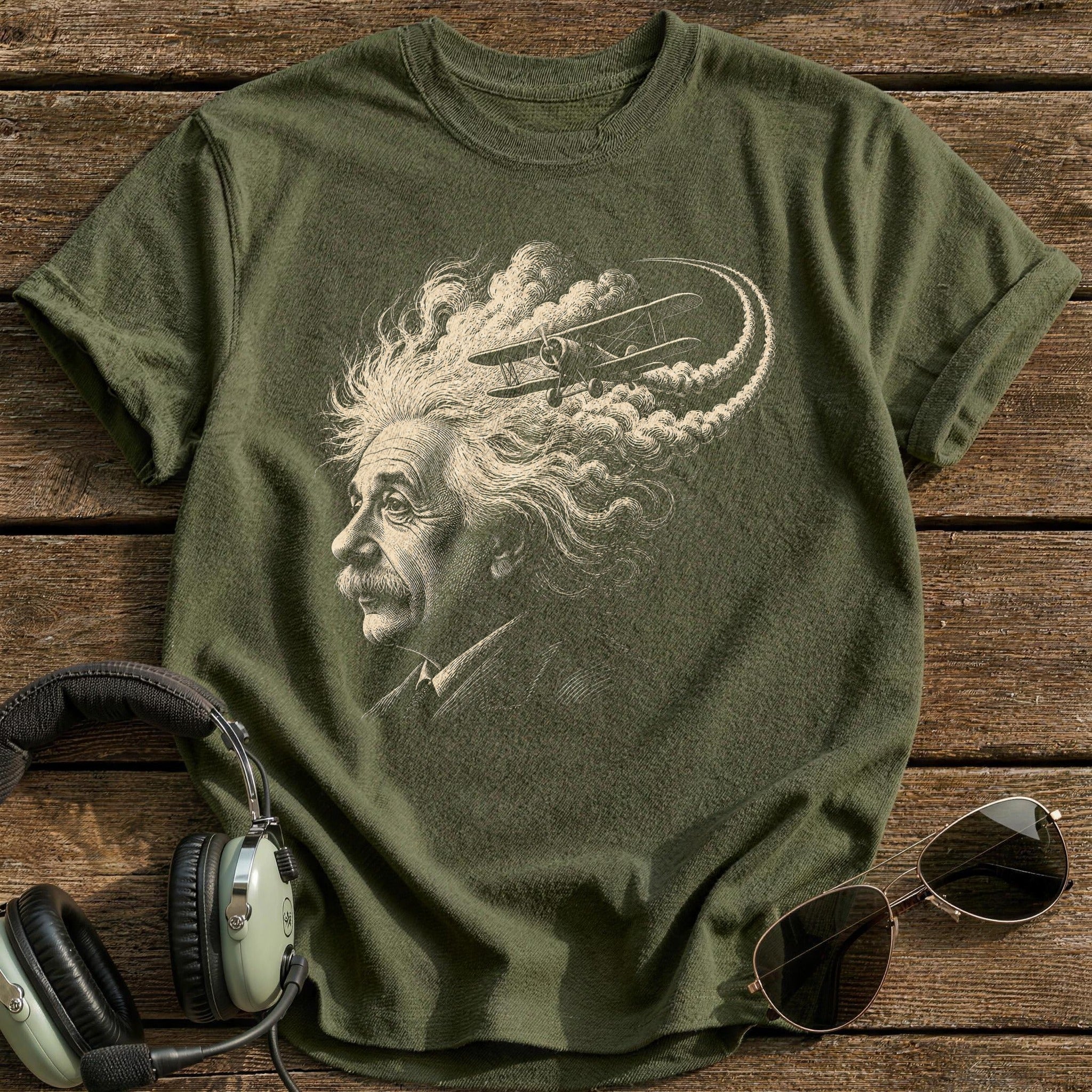 Einstein Aviator Portrait T-Shirt - Military Green