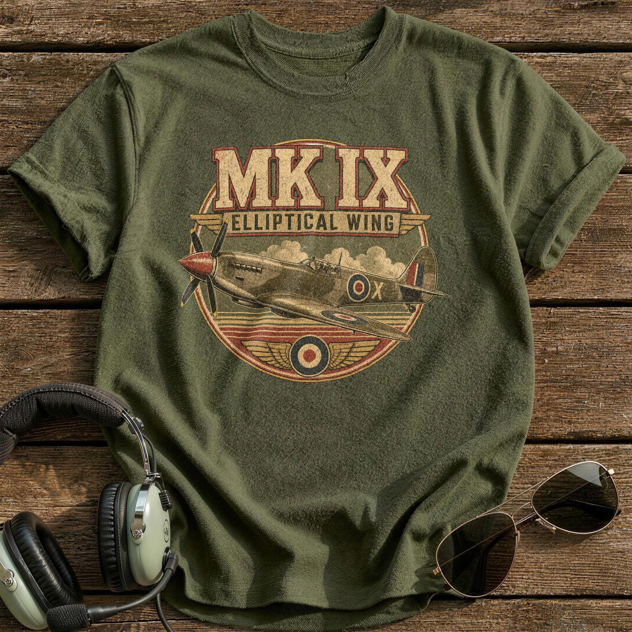 Elliptical Wing T-Shirt - Military Green