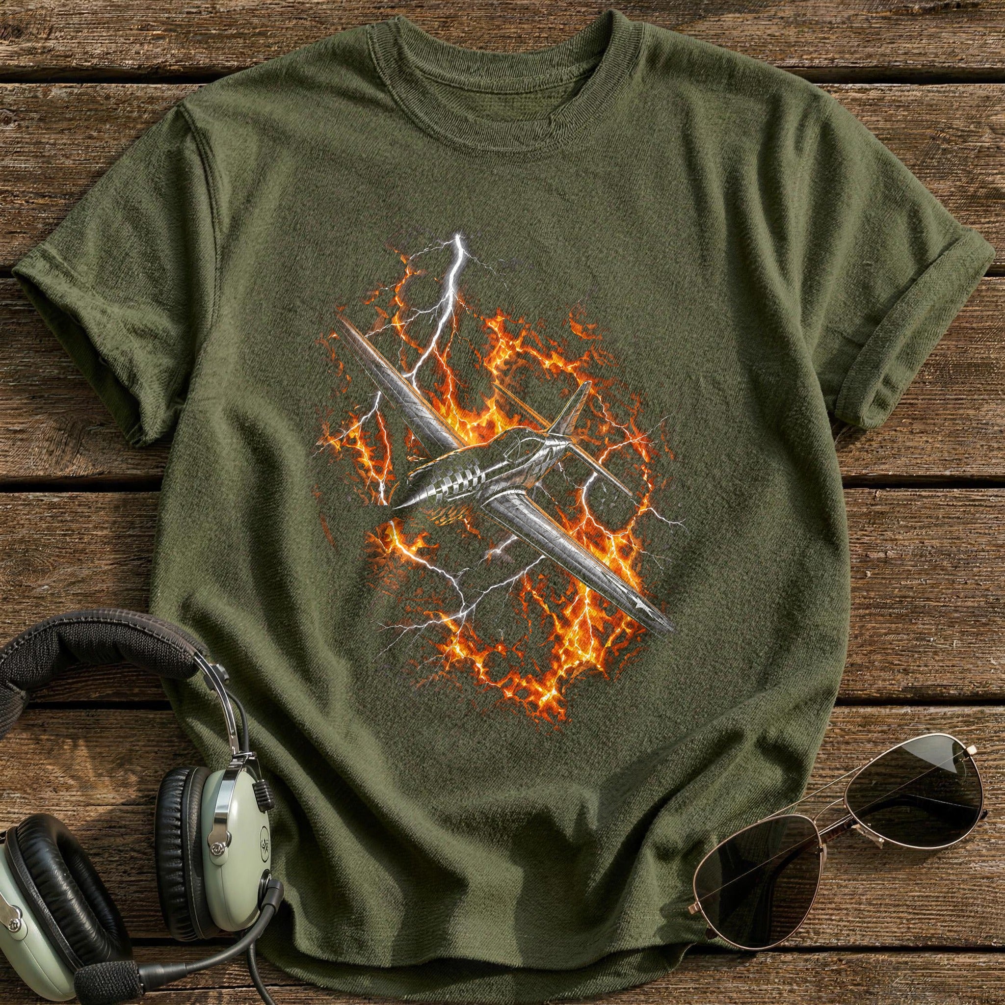 Fire Lightning Jet T-Shirt - Military Green