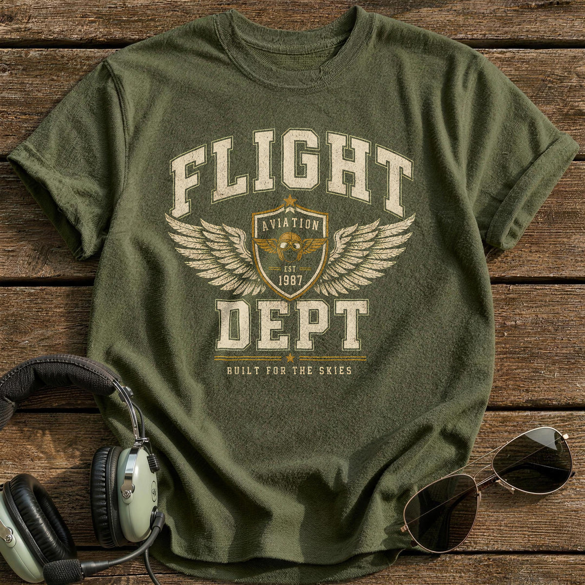 Flight Dept Varsity 12 T-Shirt - Military Green