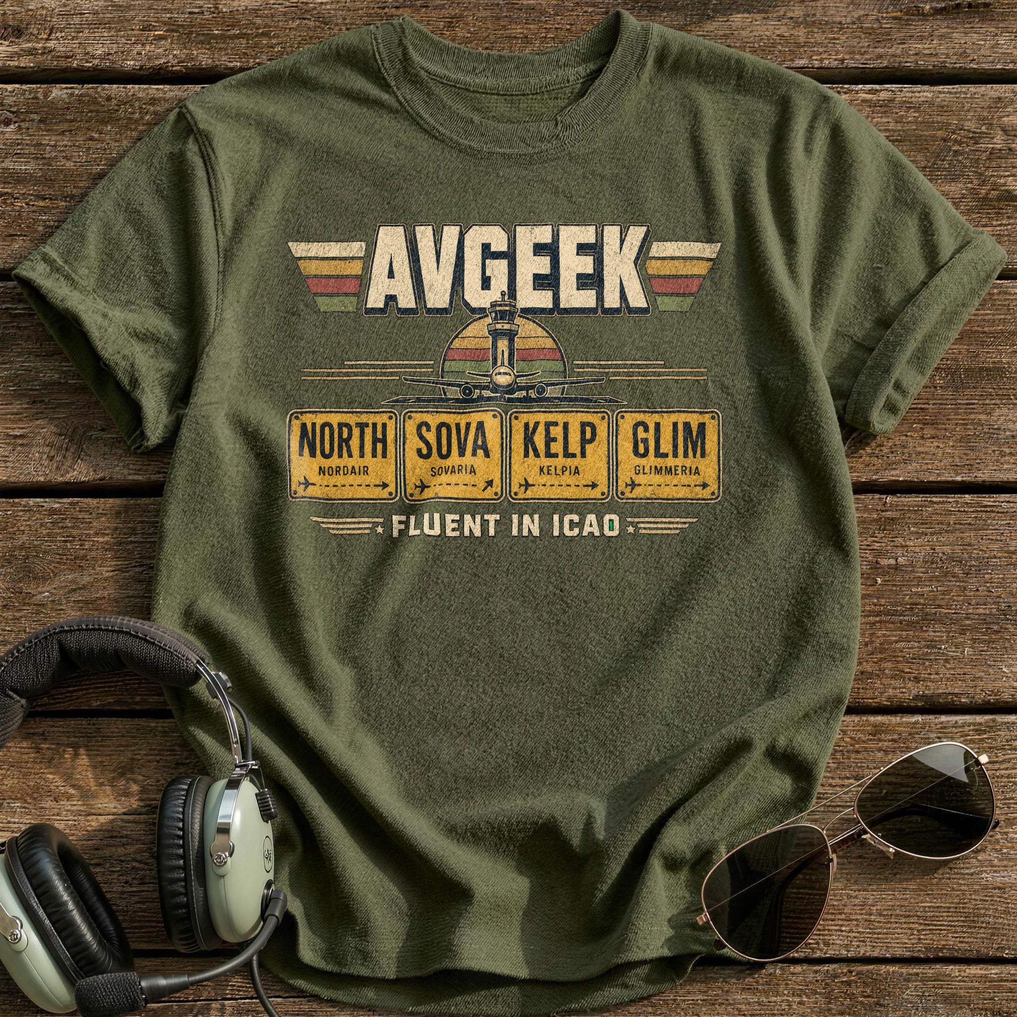 Fluent in ICAO T-Shirt - Military Green
