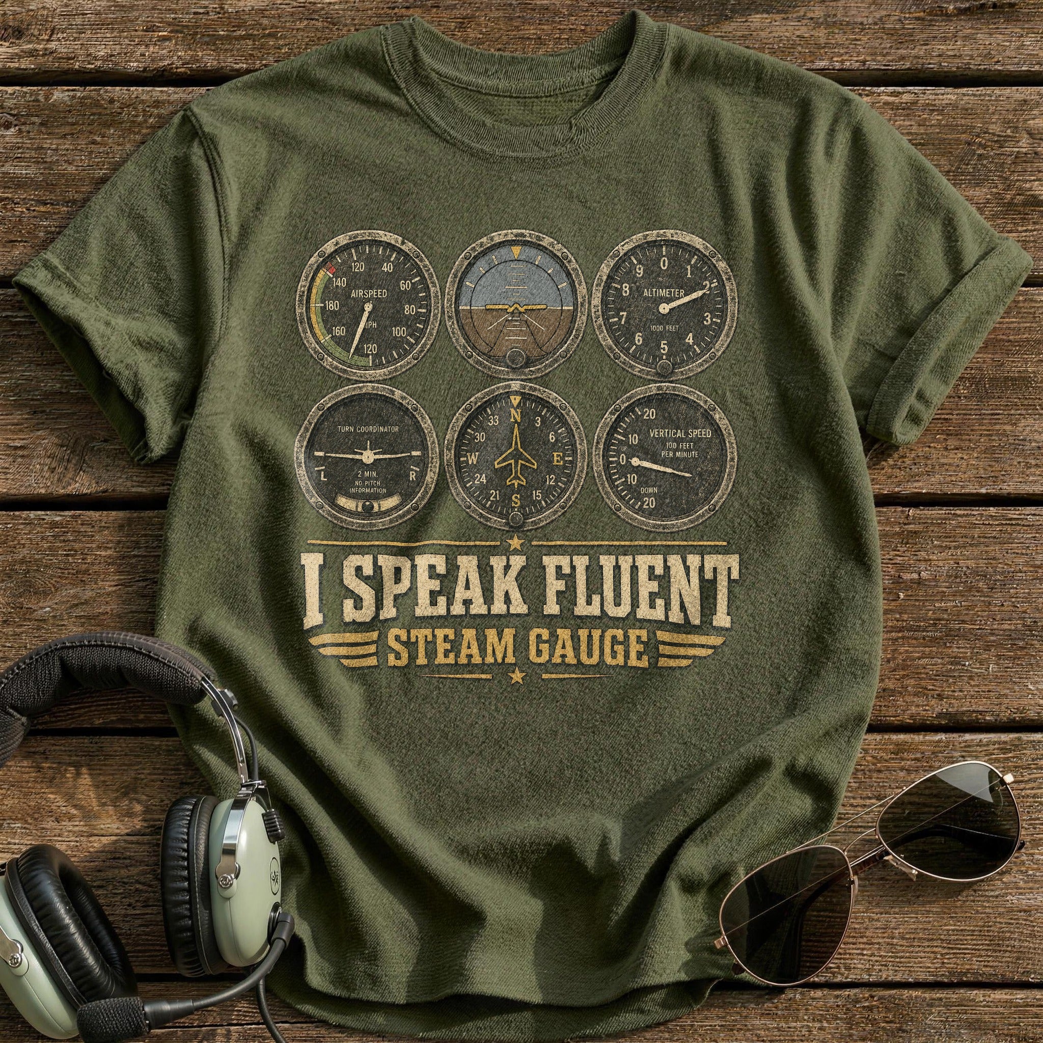 Fluent Steam Gauge T-Shirt - Military Green