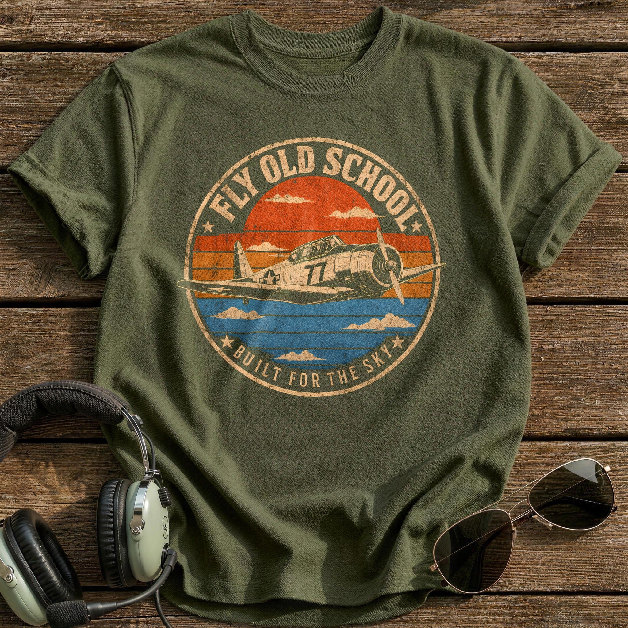 Fly Old School - Military Green