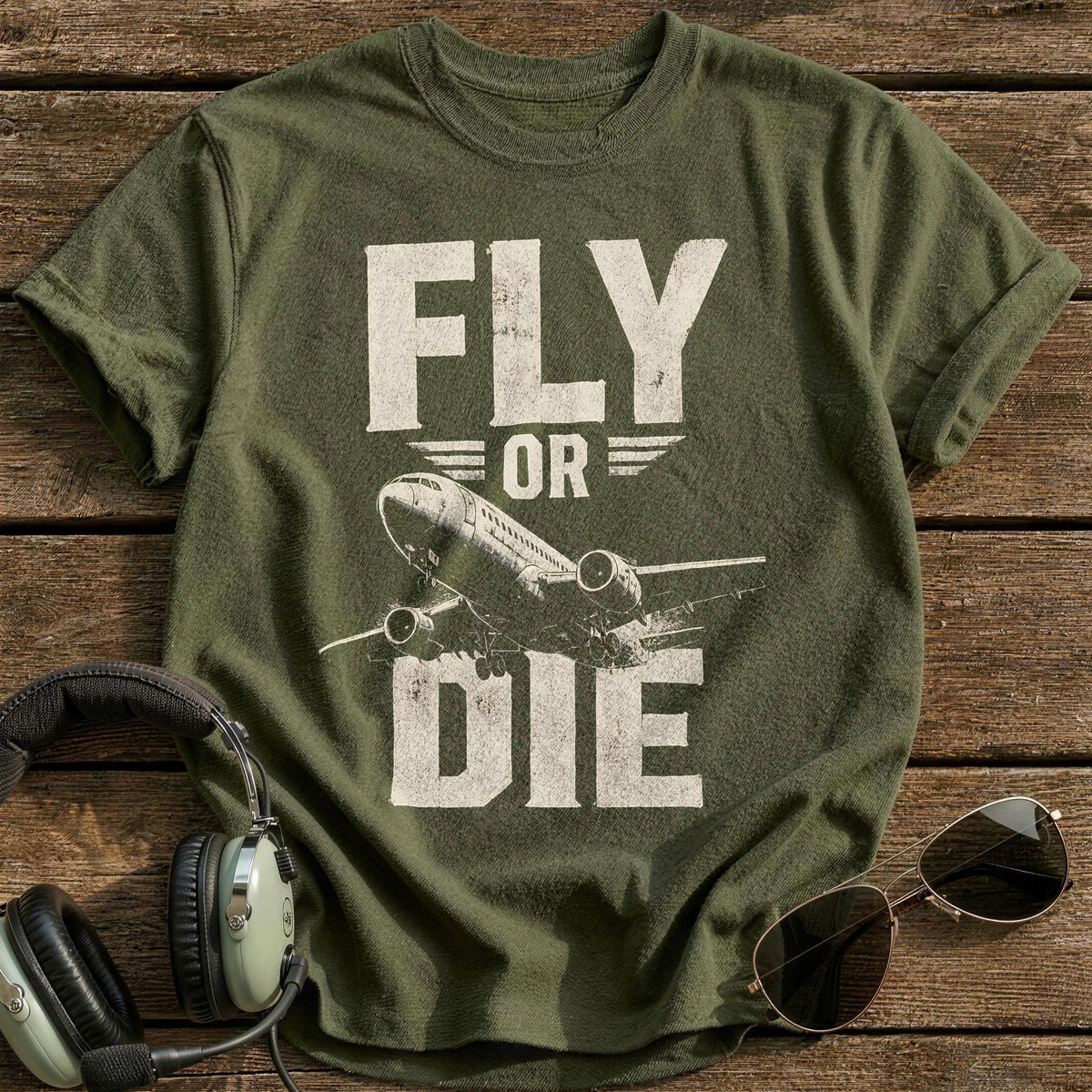 Fly or Die T-Shirt - Military Green