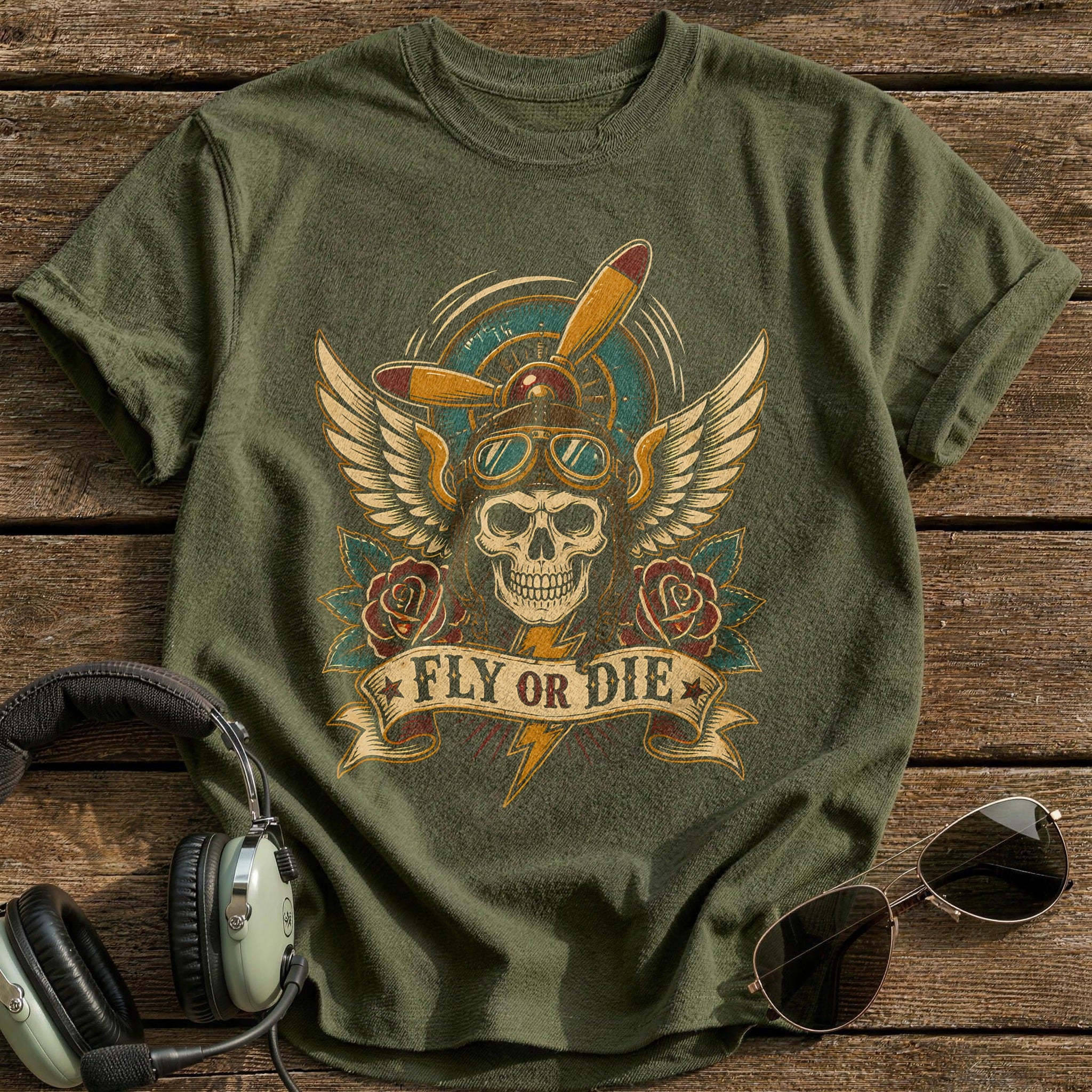 Fly Or Die 04 T-Shirt - Military Green