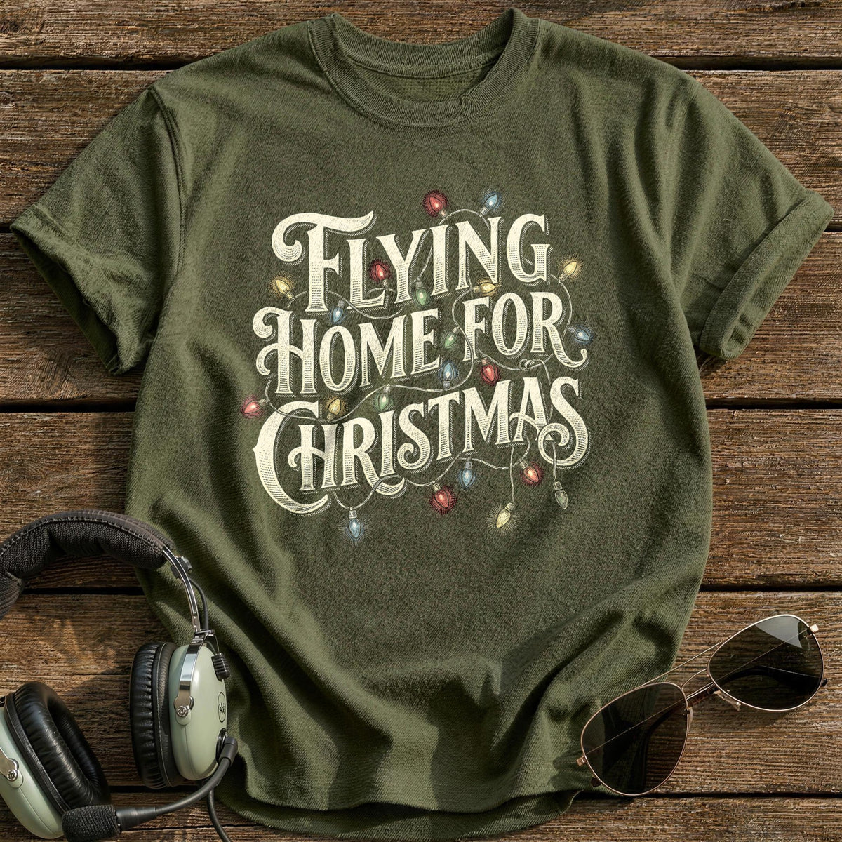 Flying Home For Christmas 6 T-Shirt - Military Green