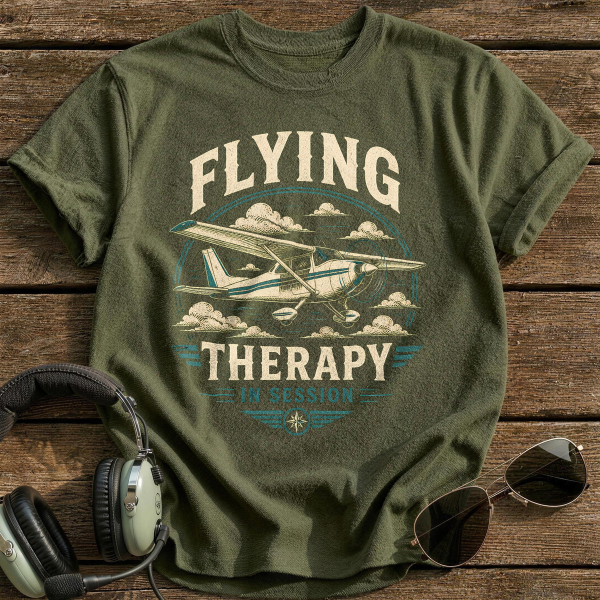 Flying Therapy In Session 29 T-Shirt - Military Green