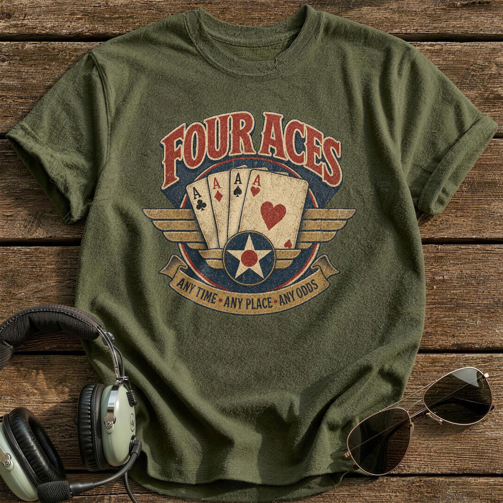 Four Aces T-Shirt - Military Green