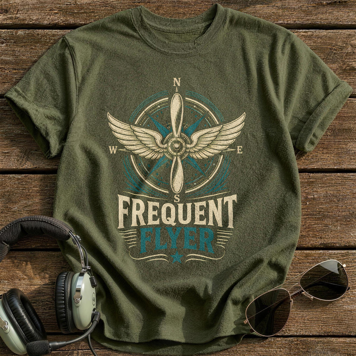 Frequent Flyer Emblem 91 T-Shirt - Military Green