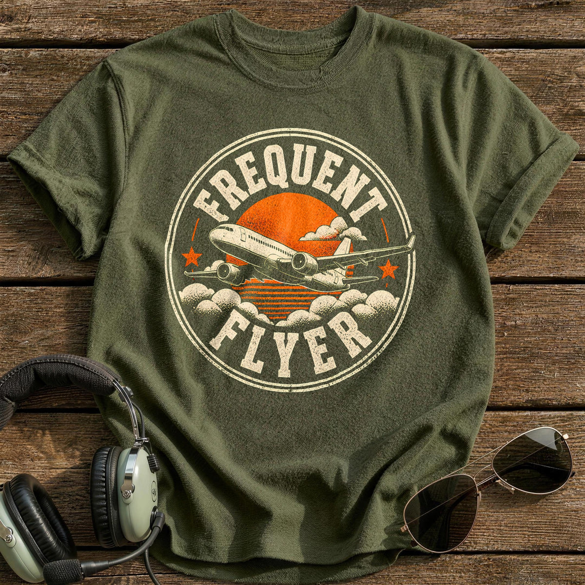 Frequent Flyer Life T-Shirt - Military Green