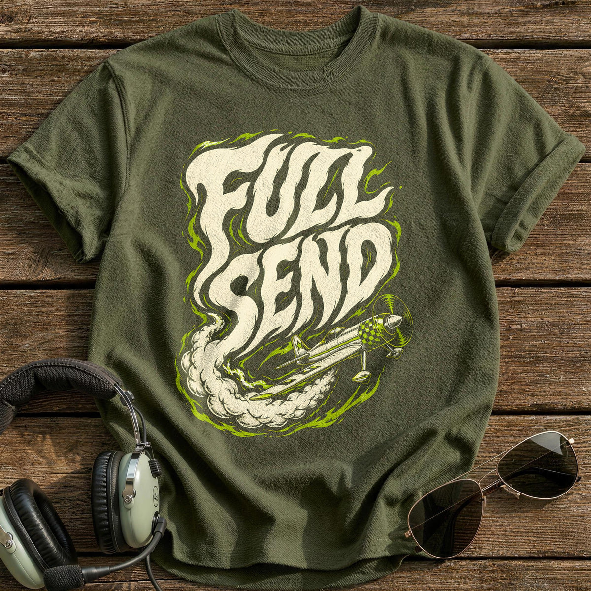 Full Send Acid 47 T-Shirt - Military Green
