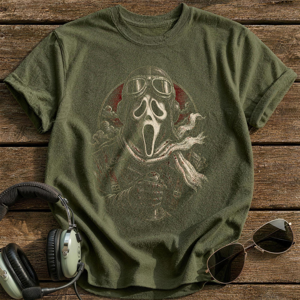 Ghostface Etched 41 T-Shirt - Military Green