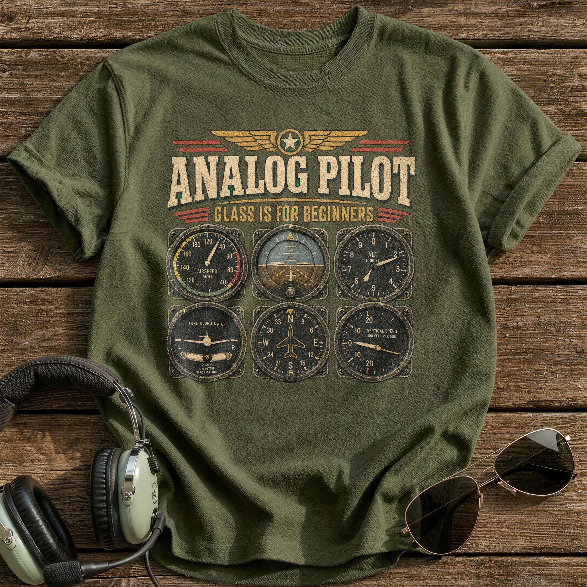 Glass Is for Beginners T-Shirt - Military Green