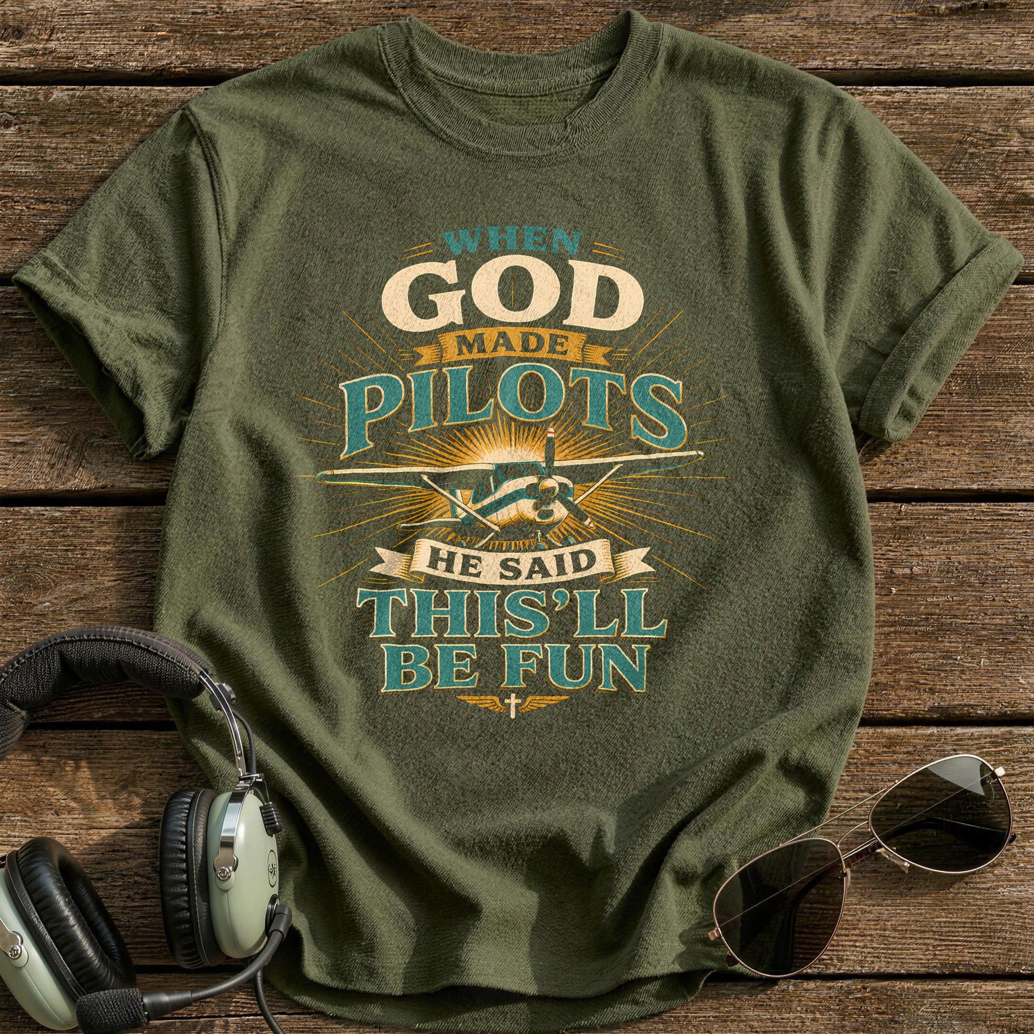 God Made Pilots - Military Green