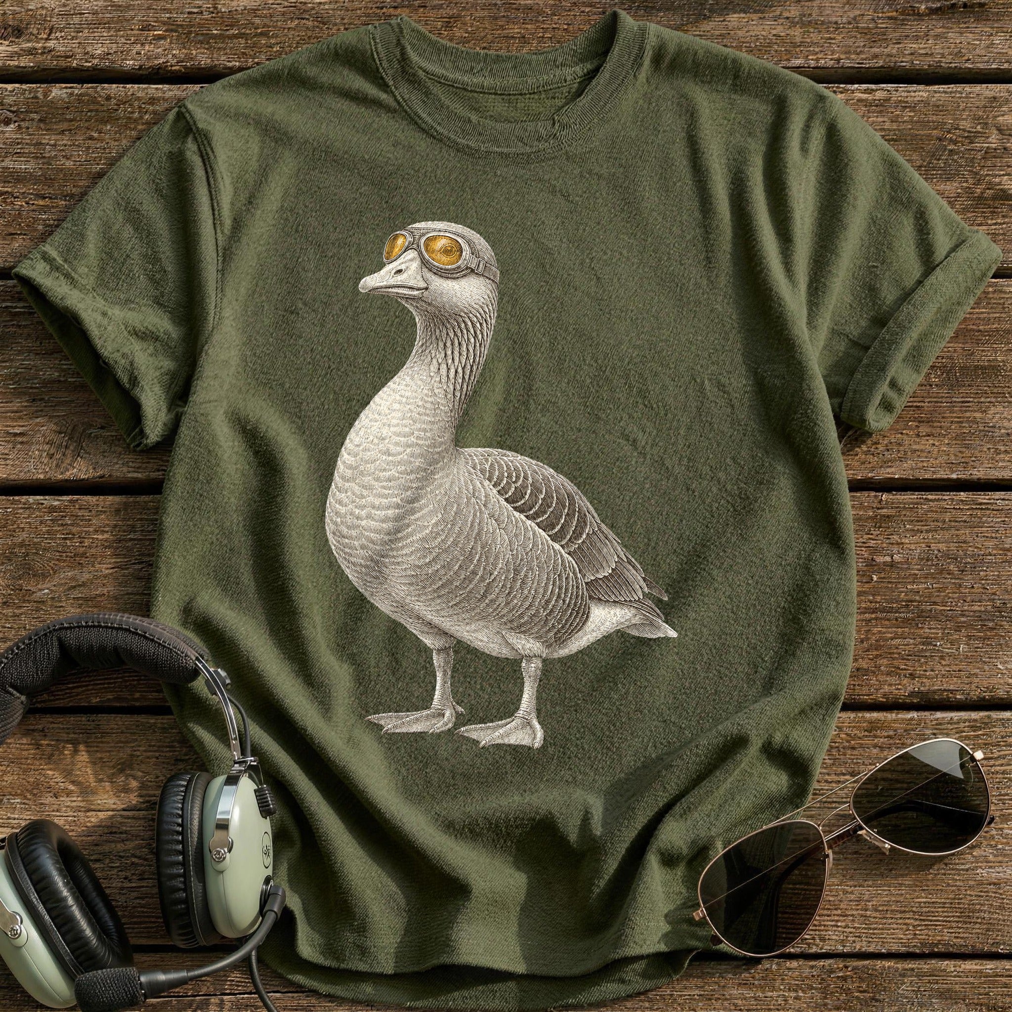 Goggles On T-Shirt - Military Green