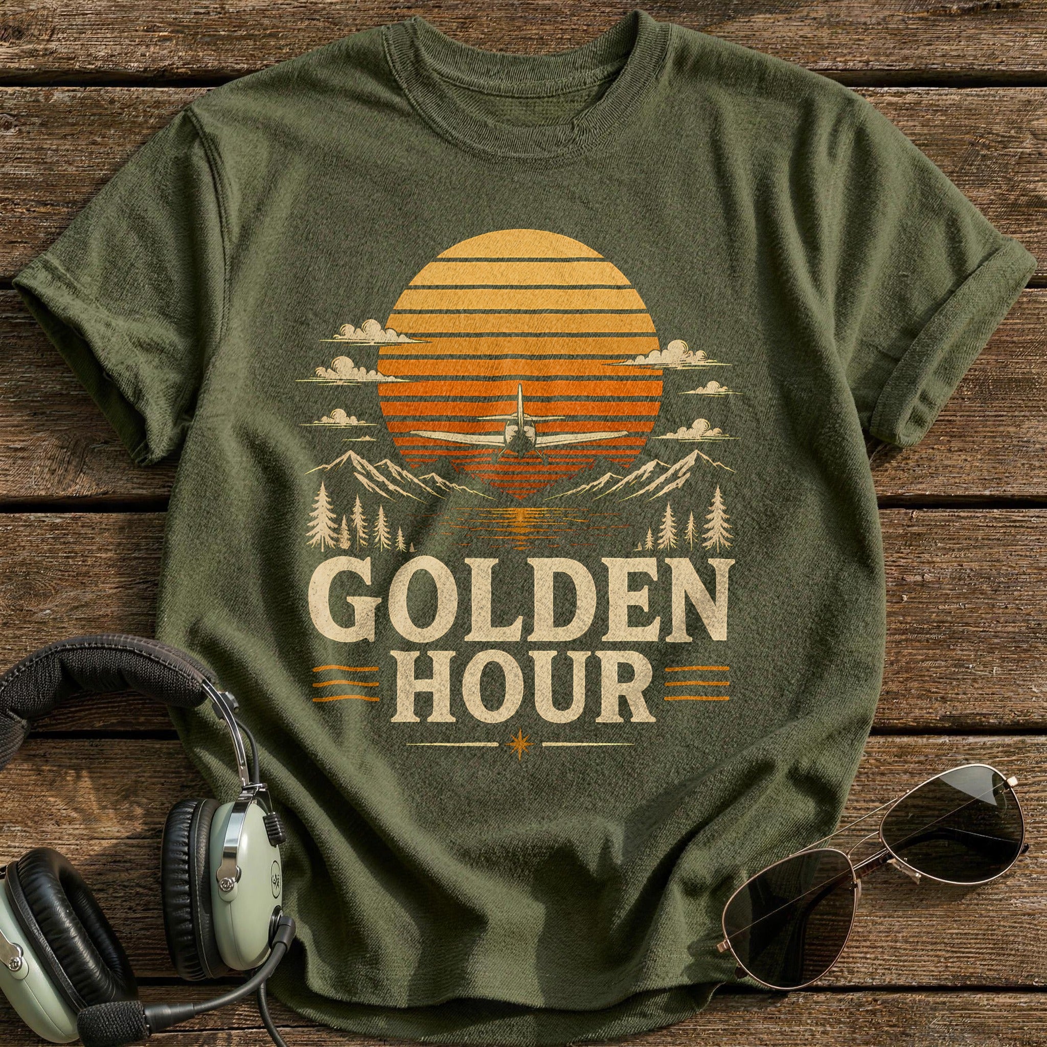 Golden Hour Sunset 43 T-Shirt - Military Green