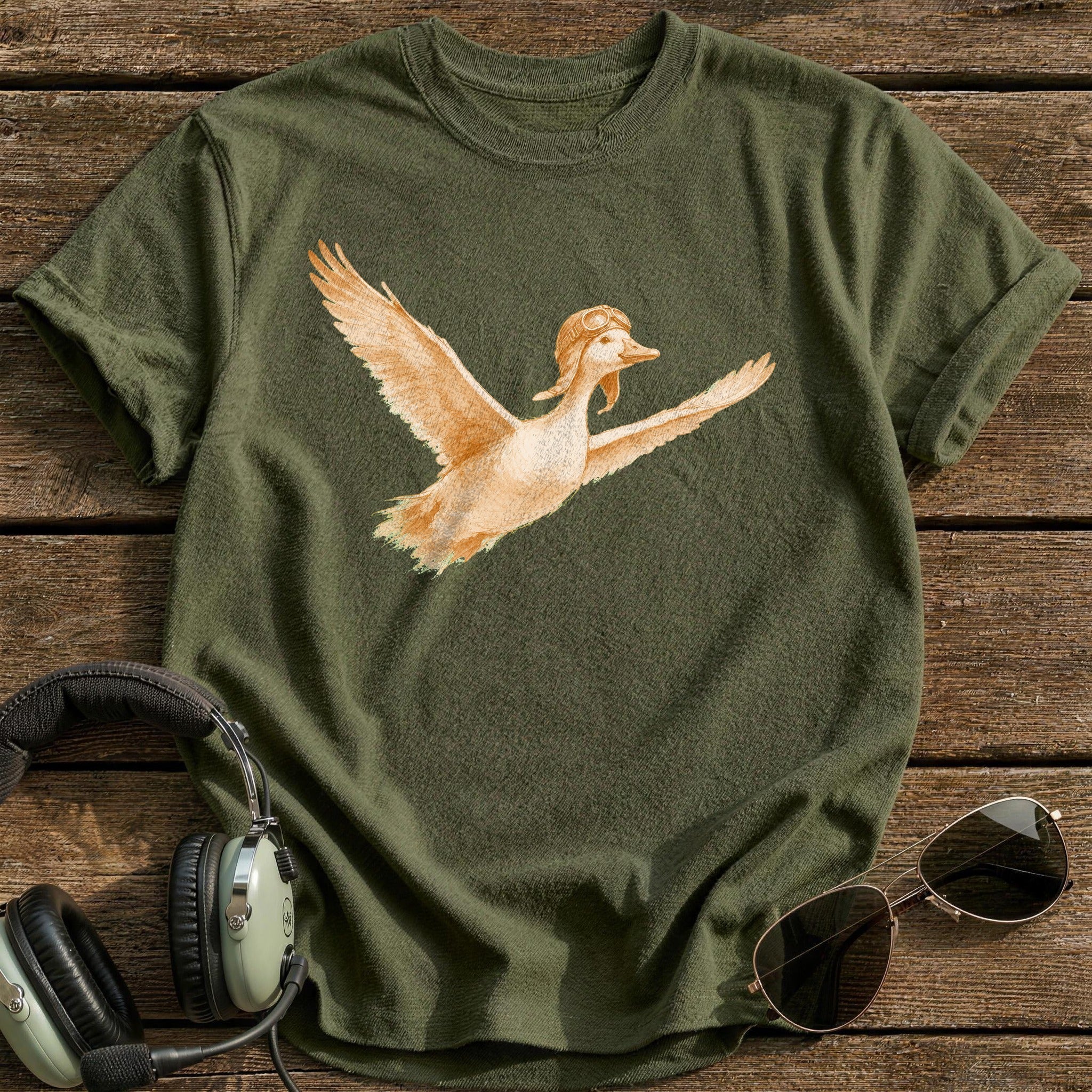 Goose on Final T-Shirt - Military Green