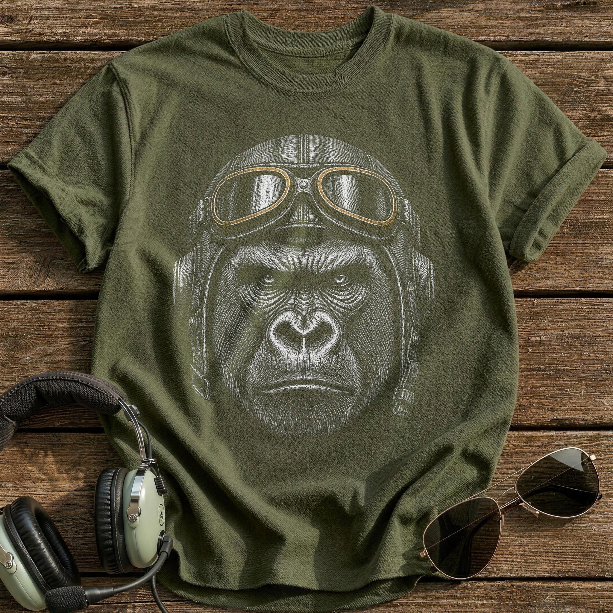Gorilla Aviator (Faded Gold) T-Shirt - Military Green