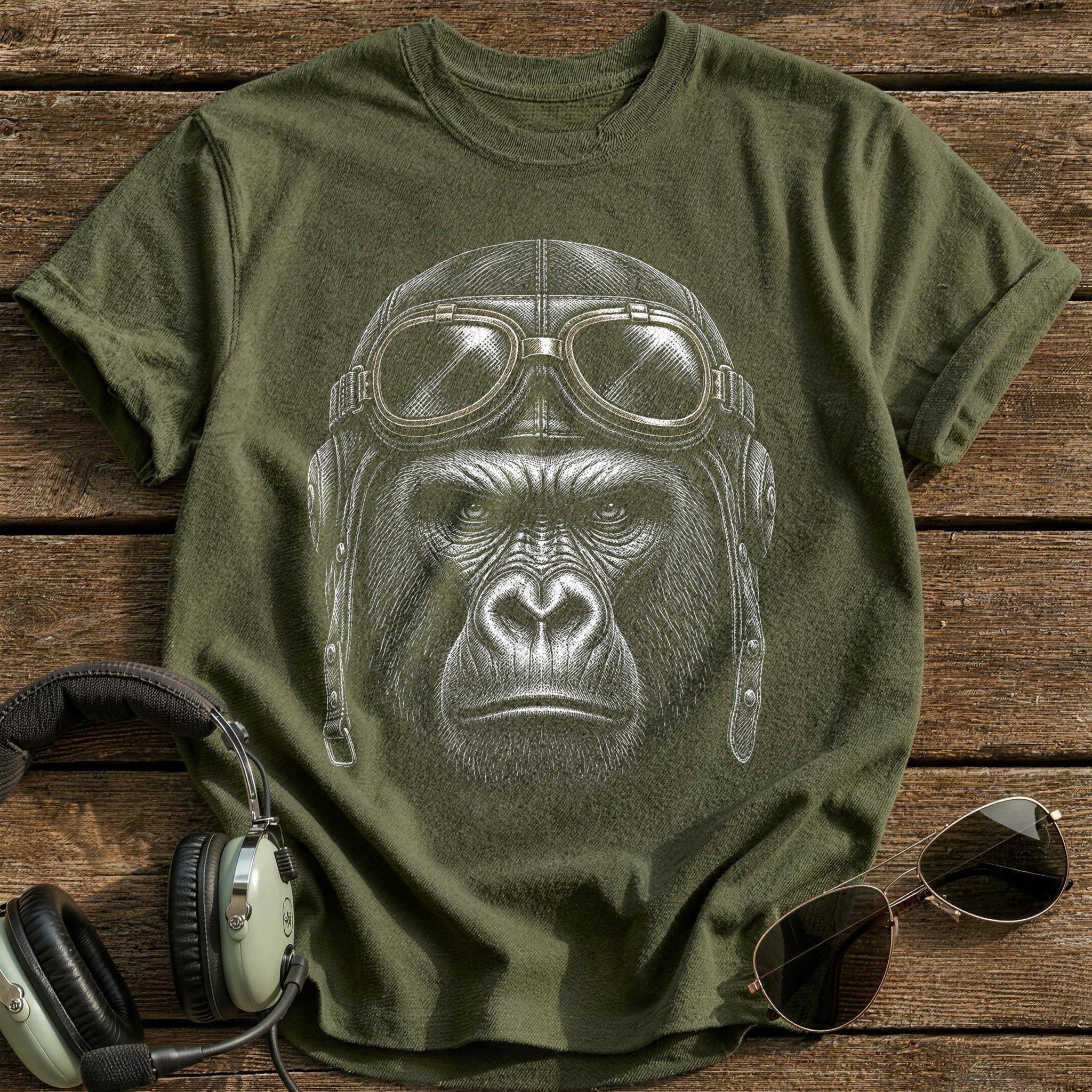 Gorilla Flyer (Soft Bronze) T-Shirt - Military Green