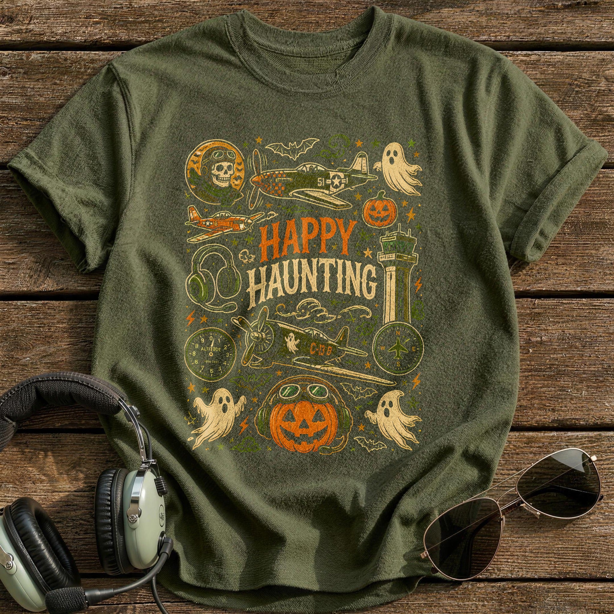 Happy Haunting Doodle 58 - Military Green