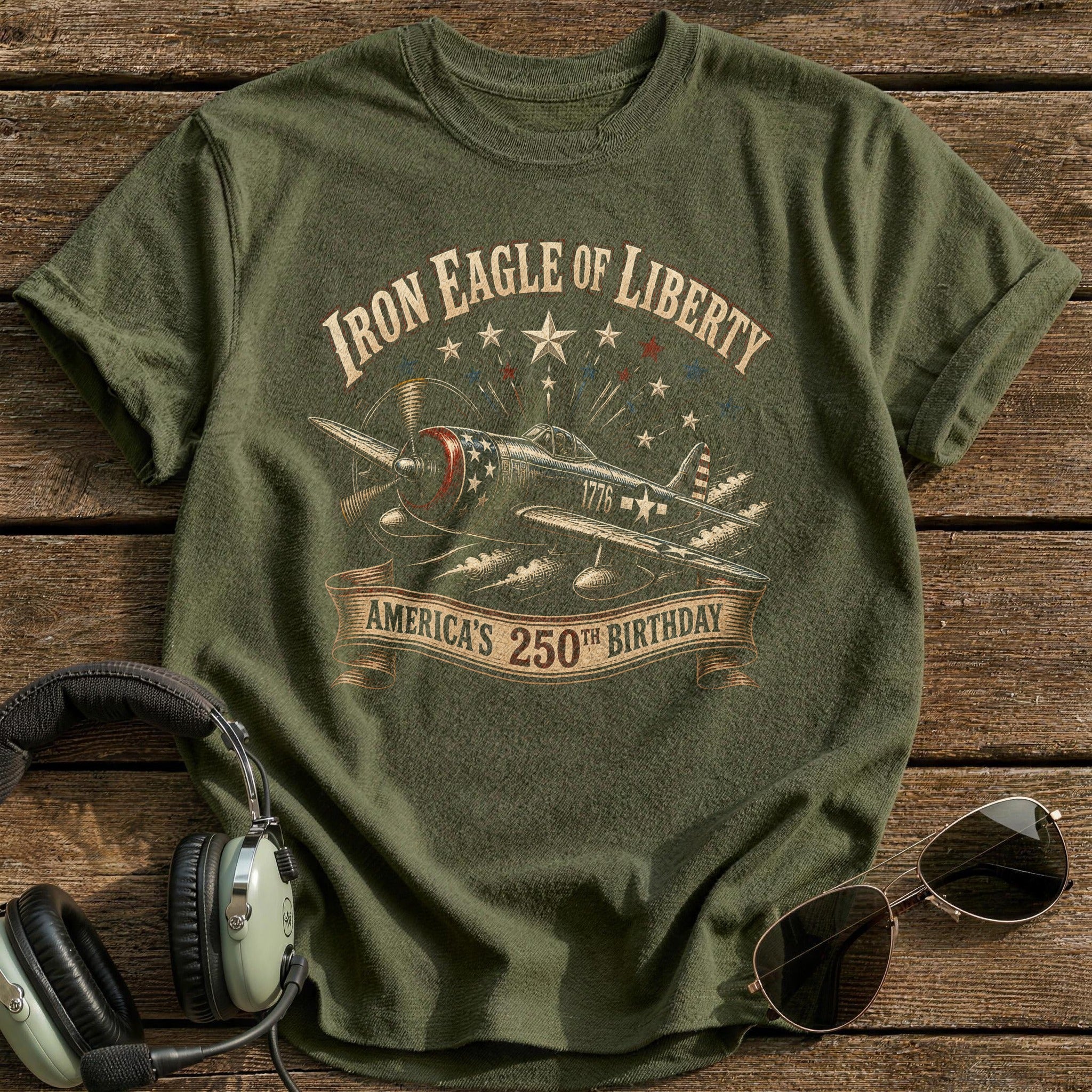 Iron Eagle Of Liberty T-Shirt - Military Green