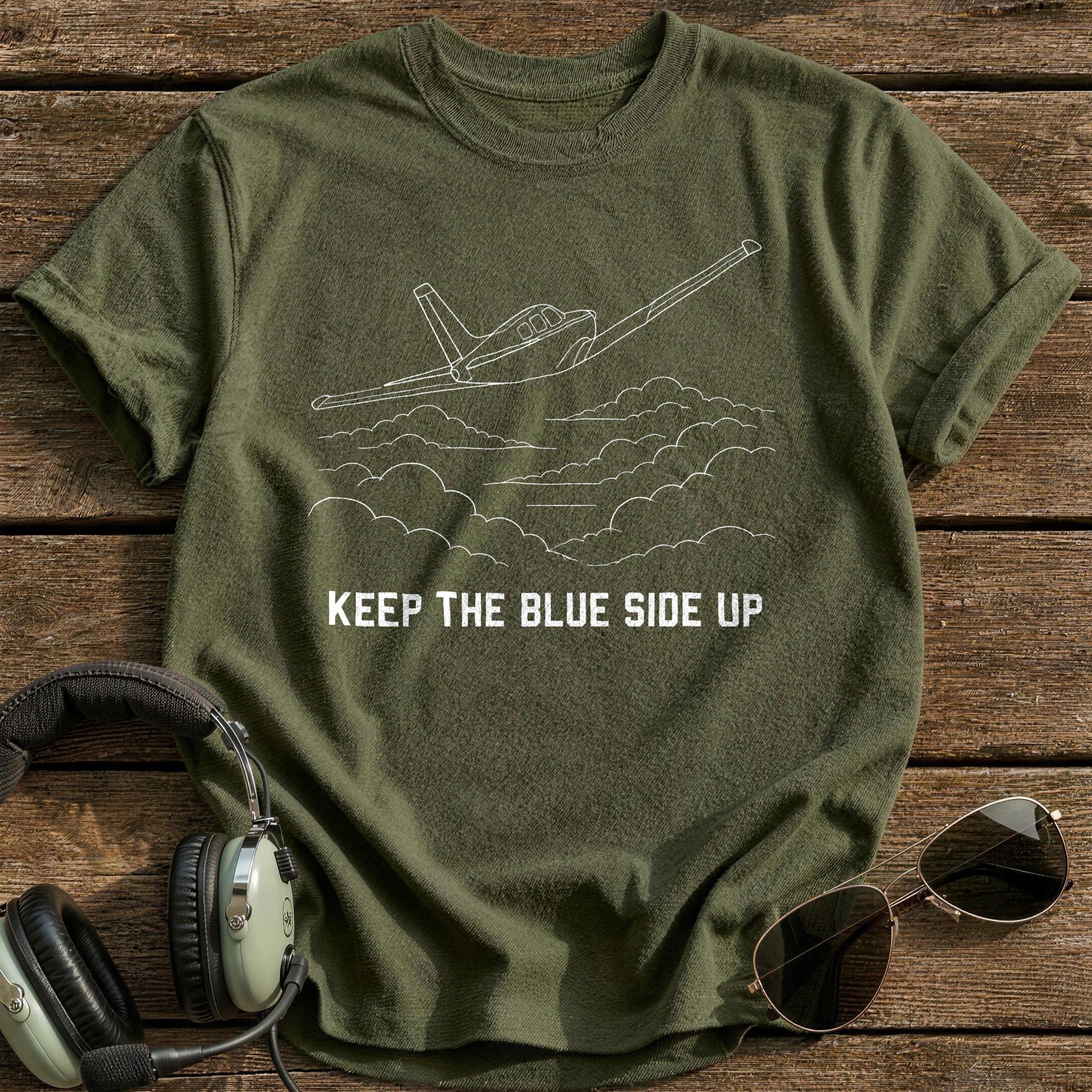 Keep The Blue Side Up 16 T-Shirt - Military Green