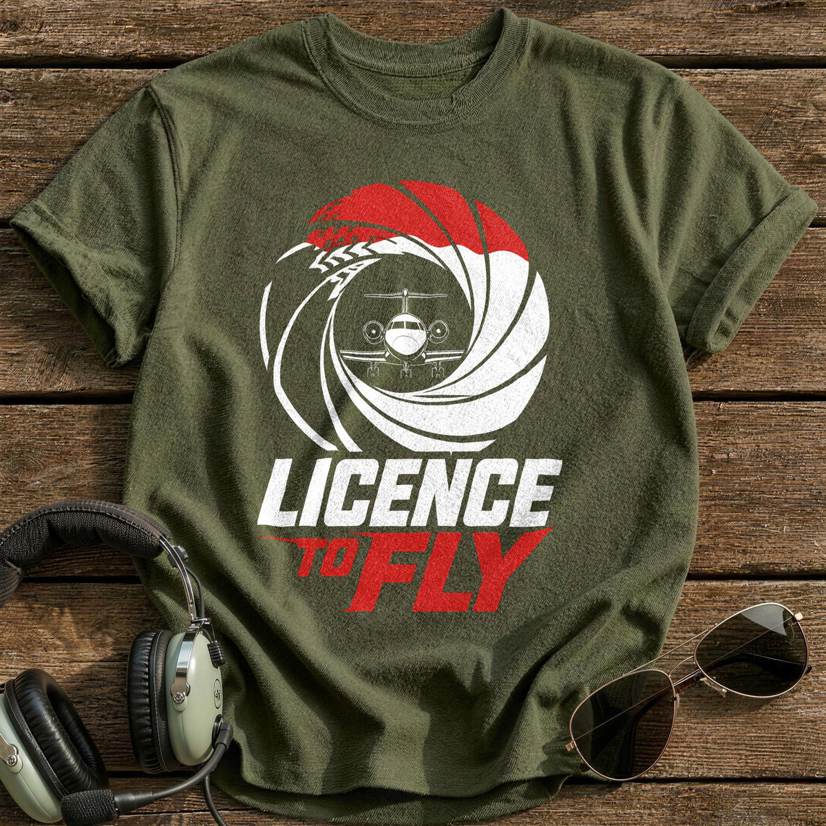 Licence to Fly T-Shirt - Military Green