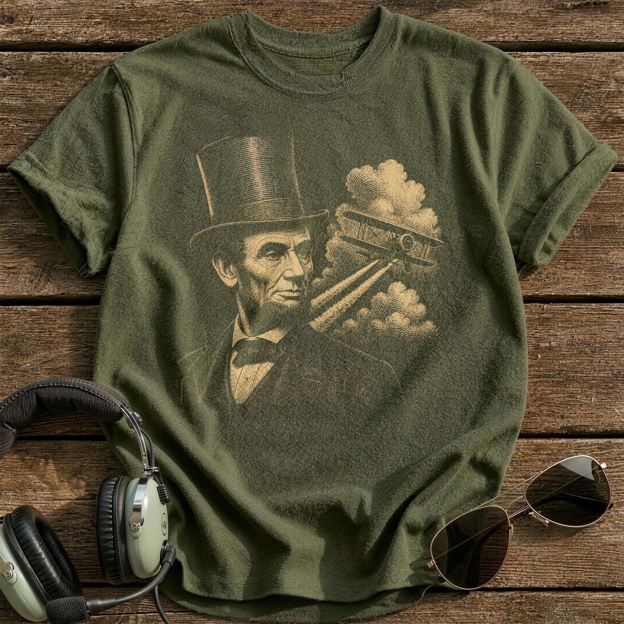 Lincoln Aviator Portrait T-Shirt - Military Green