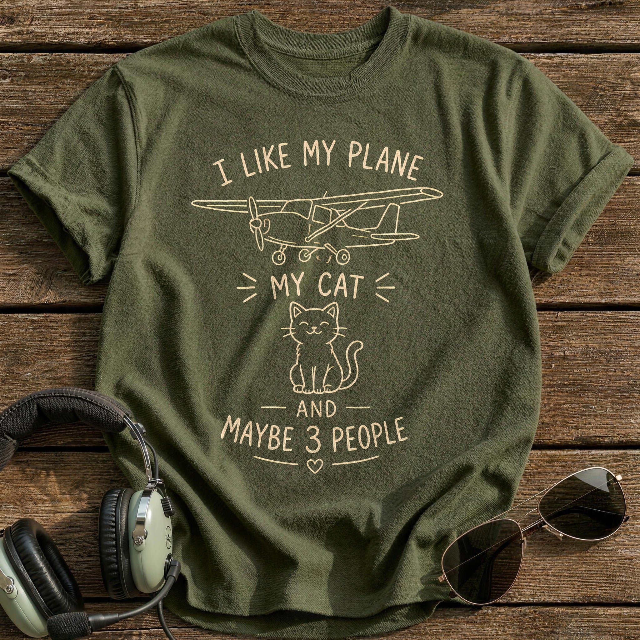 Line Art Plane Cat 77 - Military Green