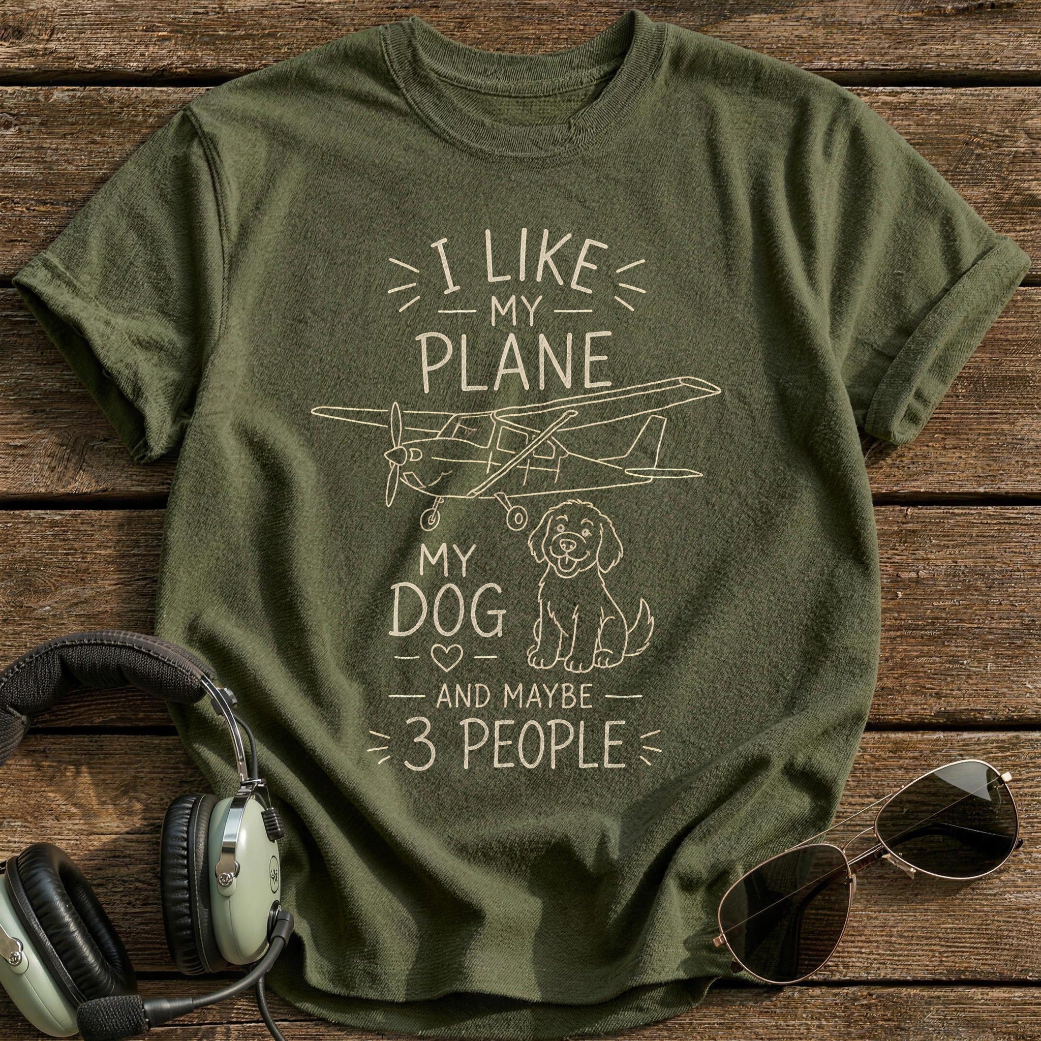 Line Art Plane Dog 98 - Military Green