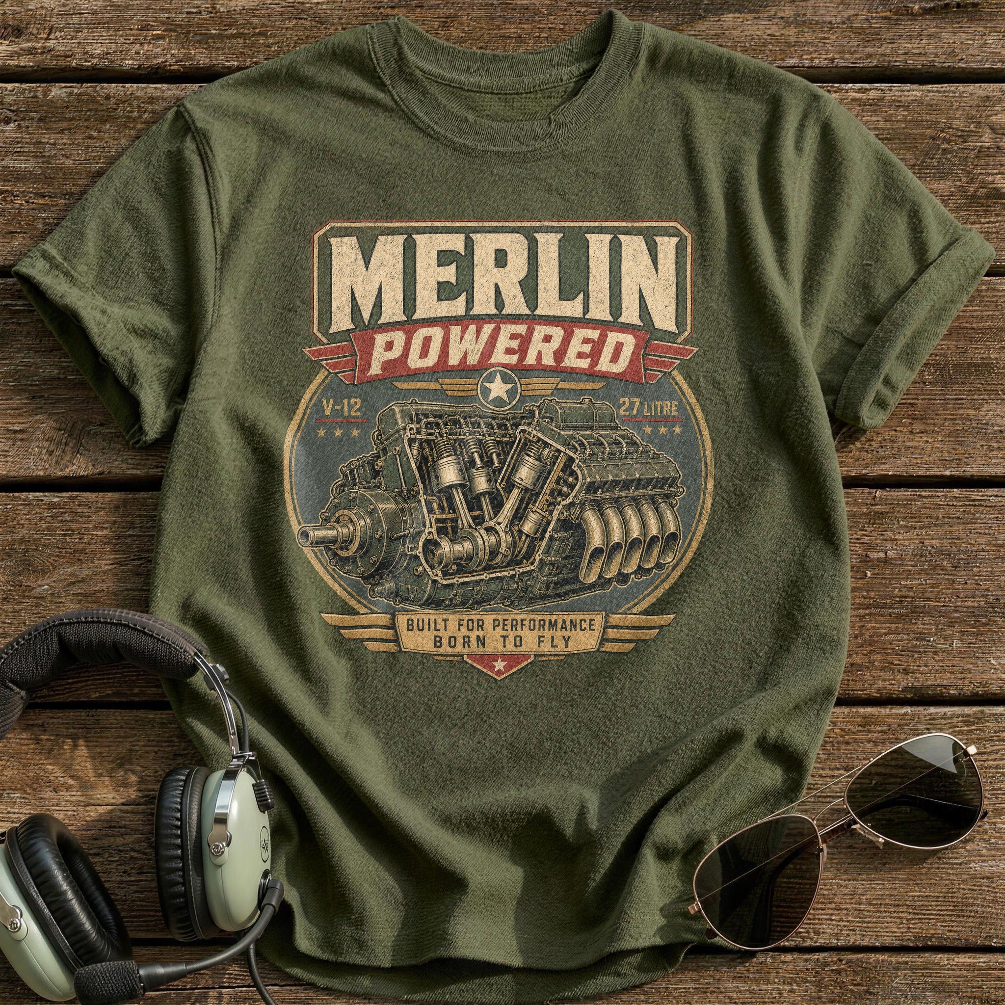 Merlin Powered T-Shirt - Military Green