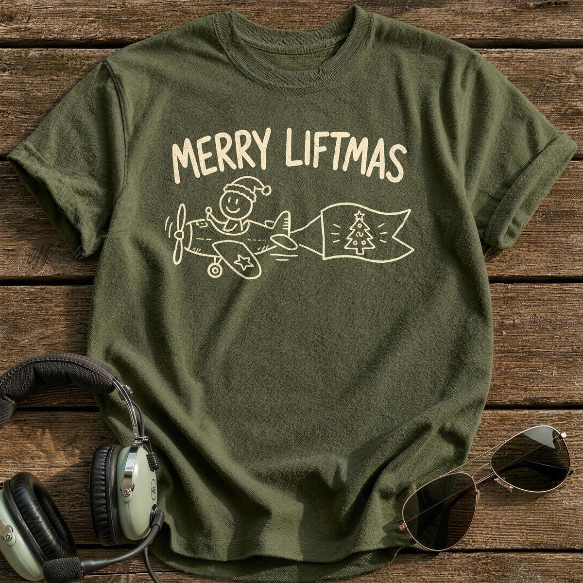 Merry Liftmas 86 T-Shirt - Military Green
