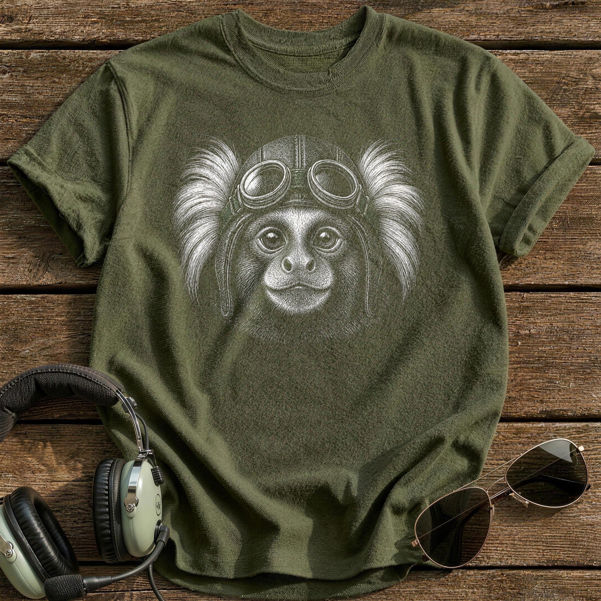Monkey Flyer (Muted Green) T-Shirt - Military Green