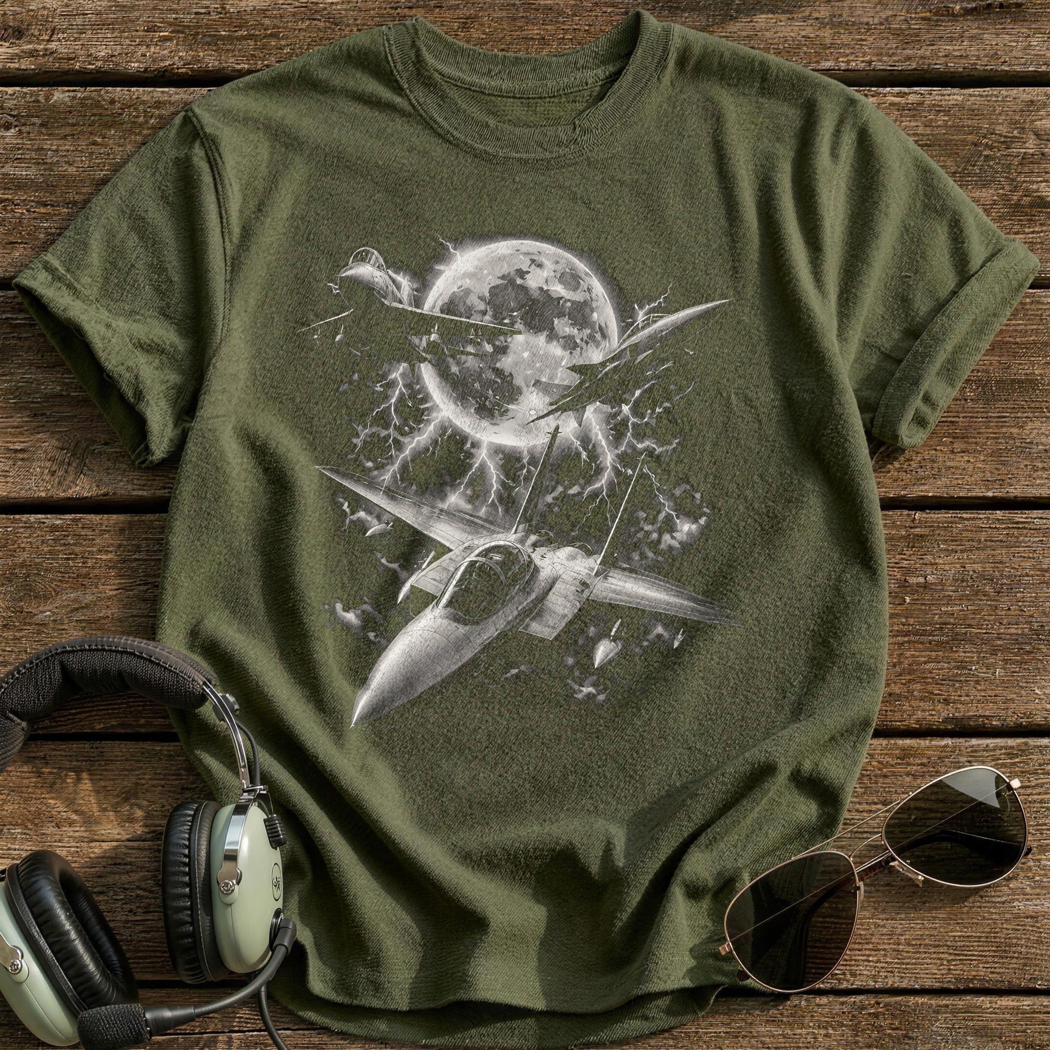 Moon Lightning Jets T-Shirt - Military Green