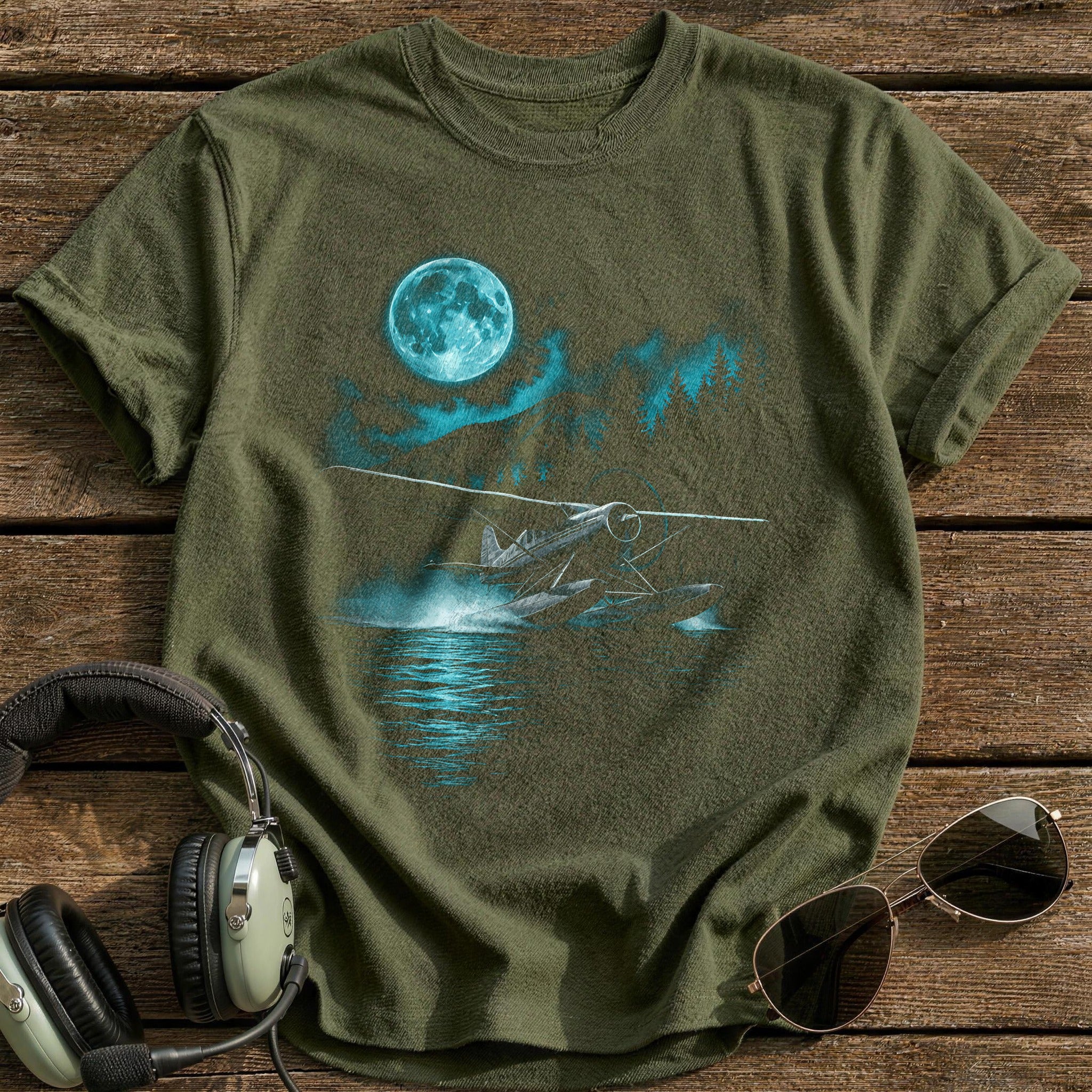 Moonlight Seaplane T-Shirt - Military Green