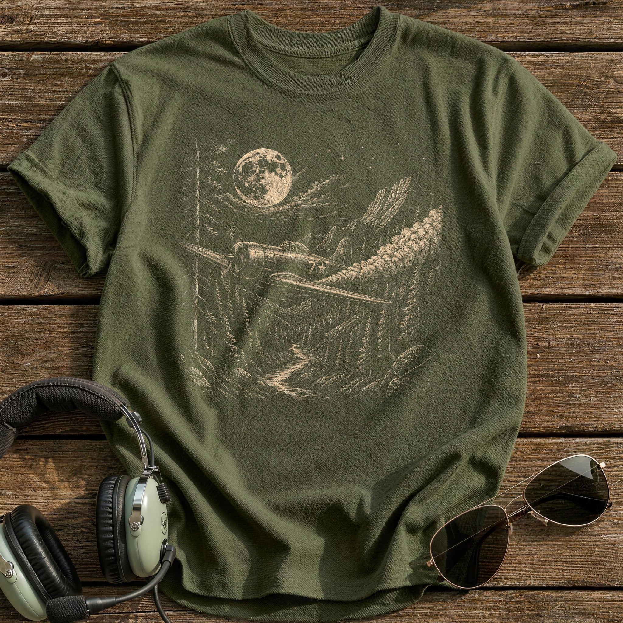 Moonlit Night Flight T-Shirt - Military Green