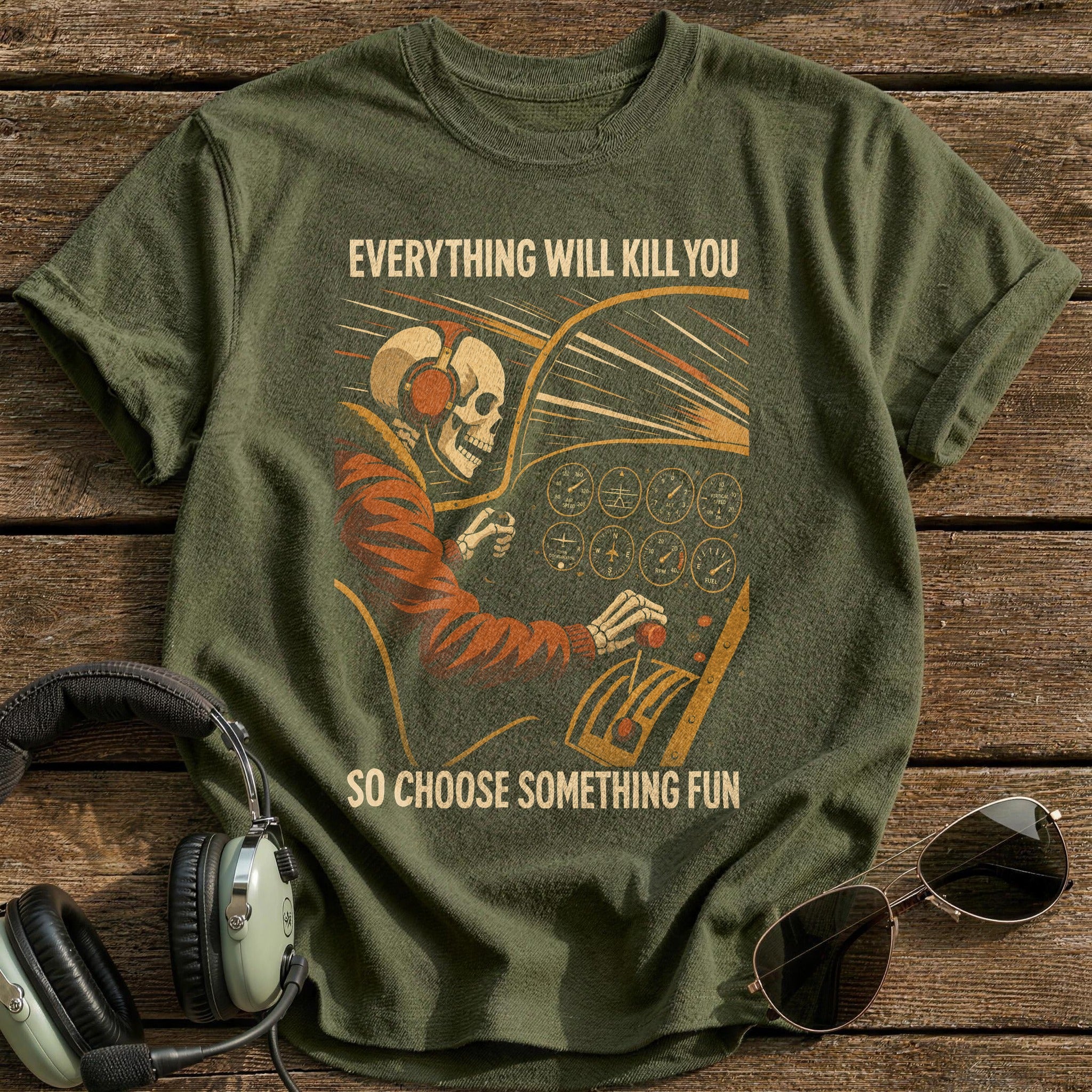 Mortality & Throttle T-Shirt - Military Green