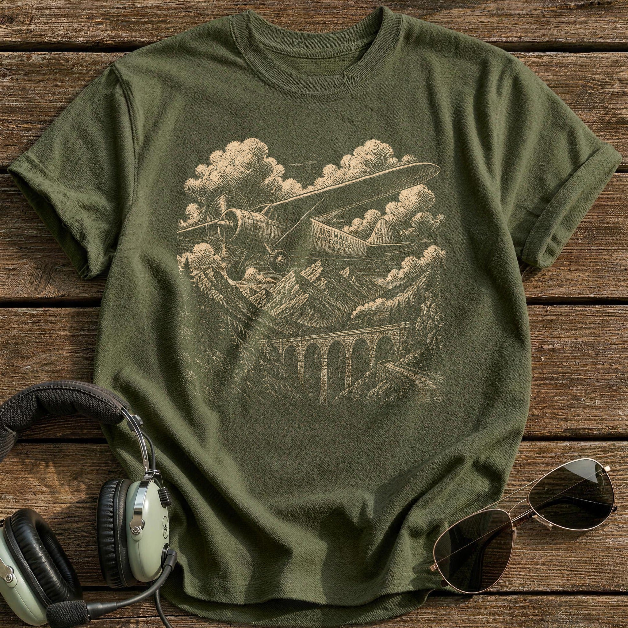 Mountain Mail Plane T-Shirt - Military Green