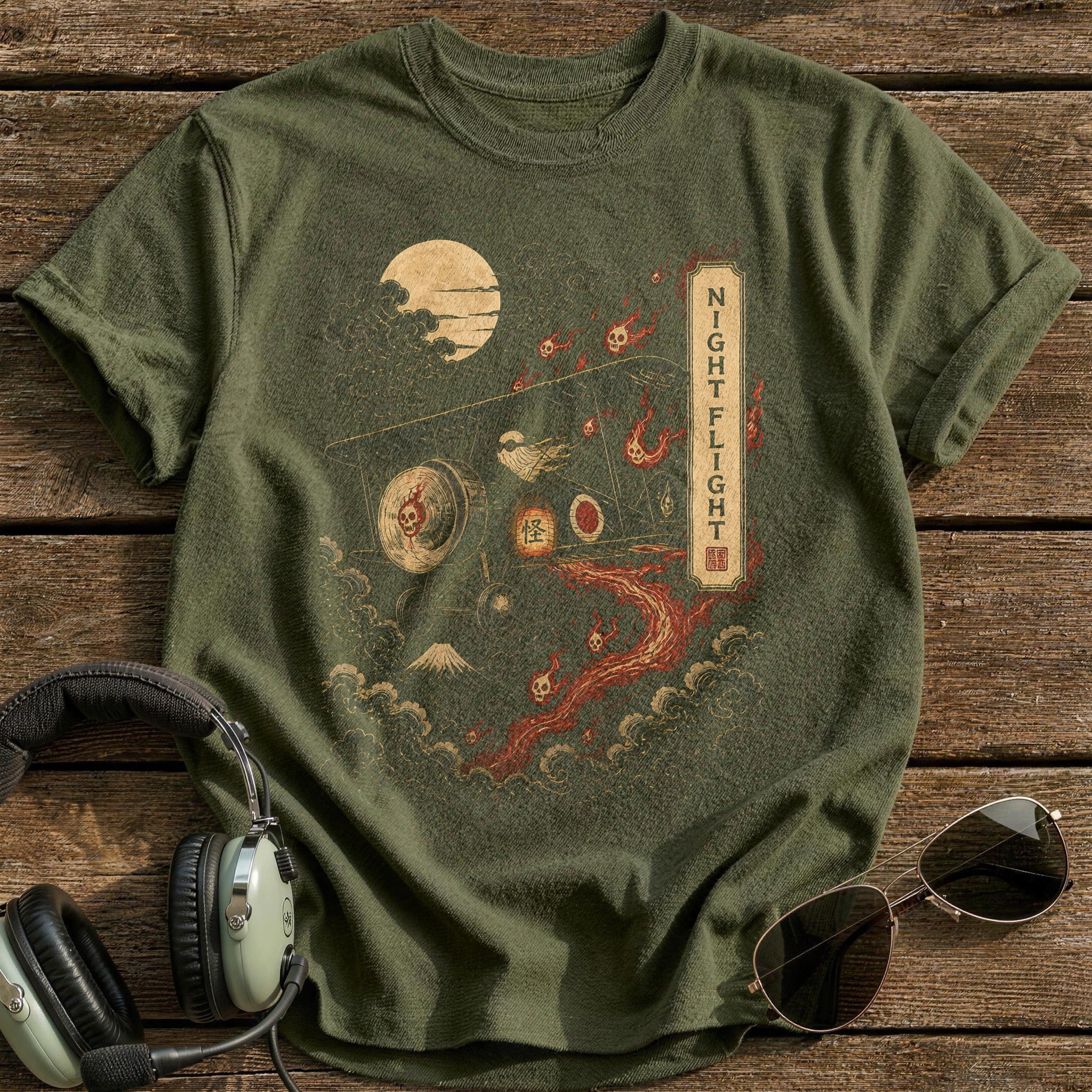 Night Flight 11 T-Shirt - Military Green
